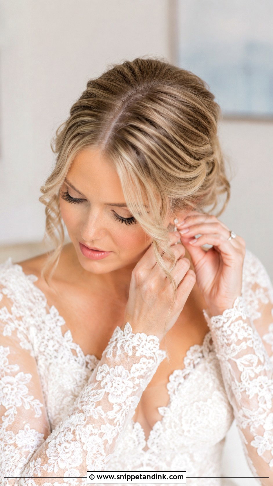 Middle Part Bridal Textured Bun - Snippet and Ink - 15 Middle Part Bridal Hairstyles