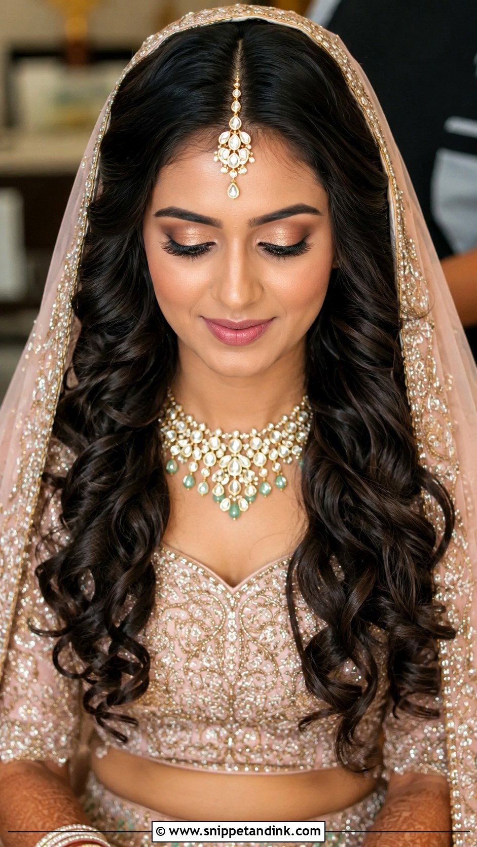 Middle Part Curls Hairstyle For Indian Wedding - Snippet and Ink - 20 Curls Hairstyles Indian Wedding