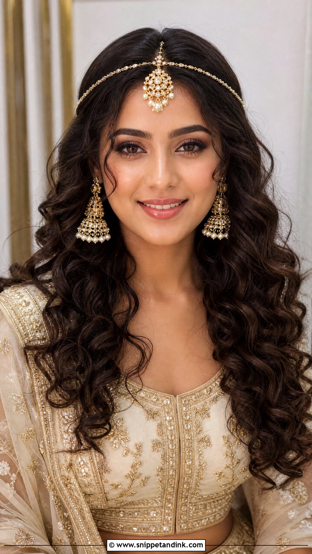 Middle Part Curly Open Hairstyle - Snippet and Ink - 15 Curly Open Hairstyles Indian Wedding