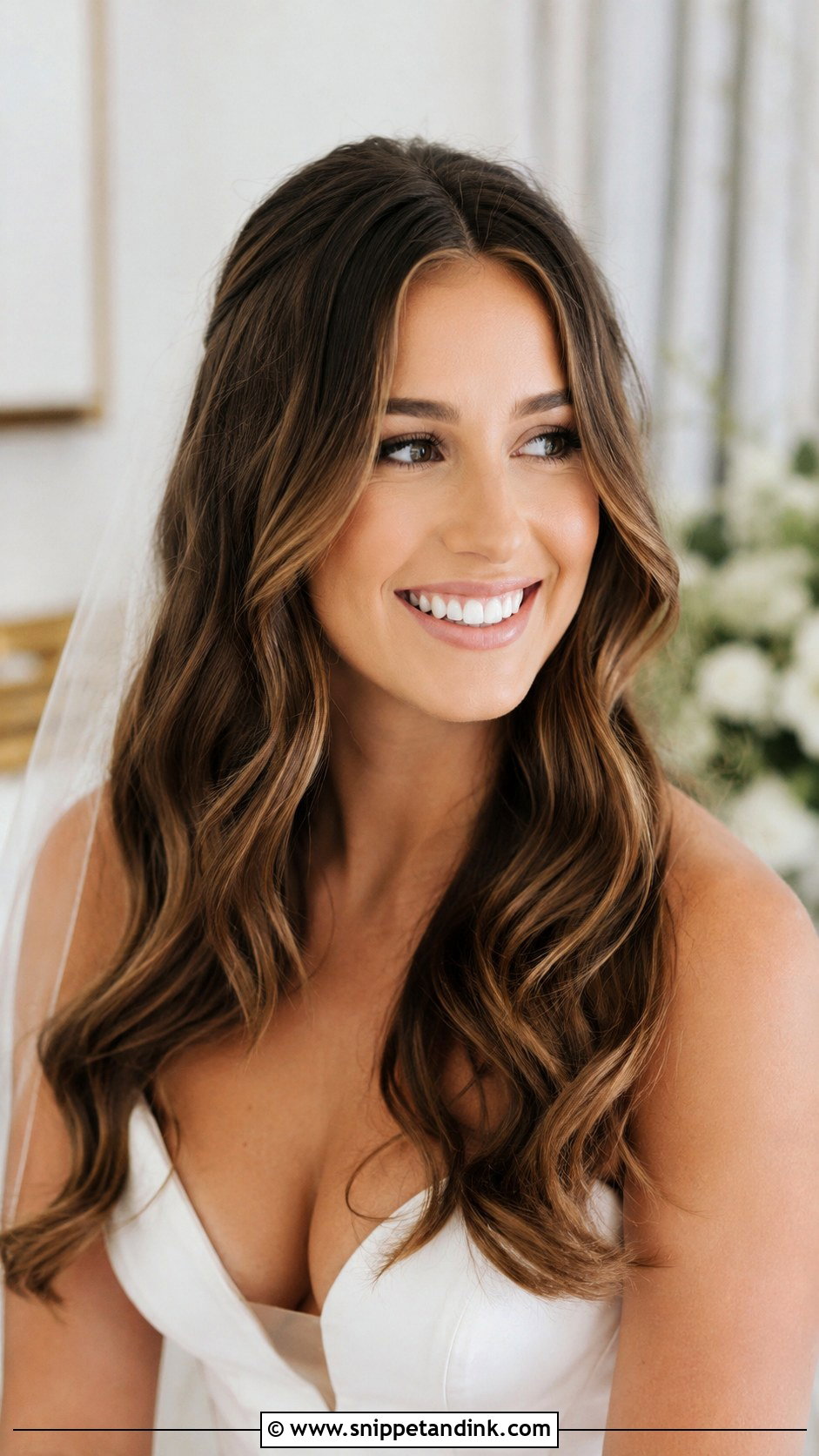 Middle Part Curtain Bangs - Snippet and Ink - 20 Middle Part Bridal Hair Down Ideas