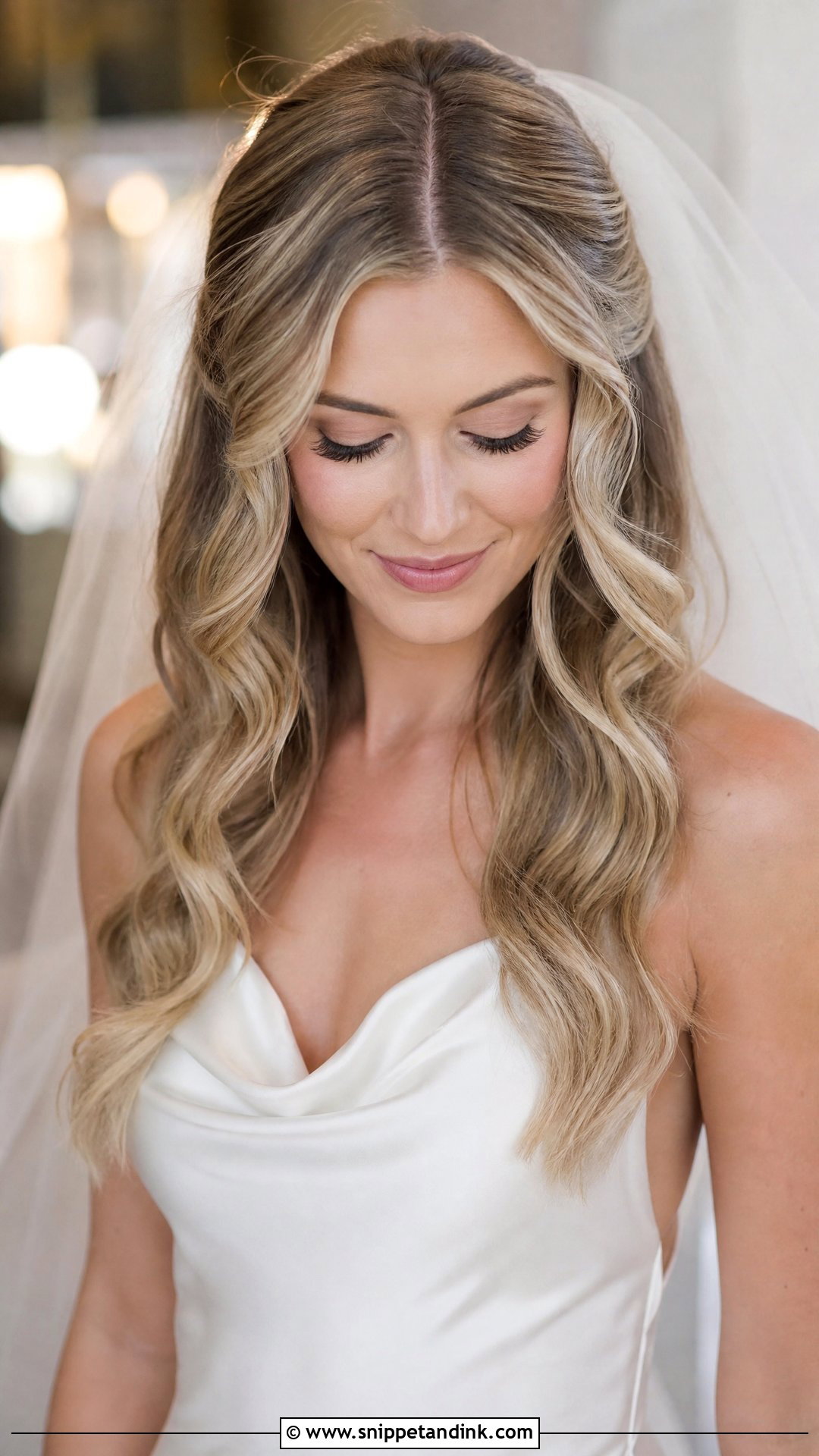 Middle Part Down Curly Wedding Hair - Snippet and Ink - 15 Down Curly Hairstyles for Wedding