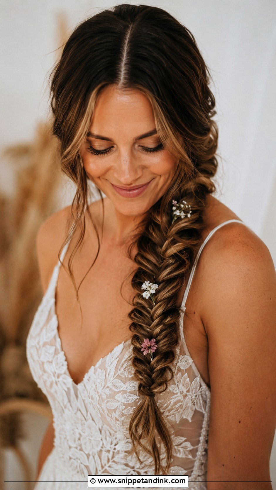 Middle Part Fishtail Braid - Snippet and Ink - 20 Middle Part Wedding Hairstyles