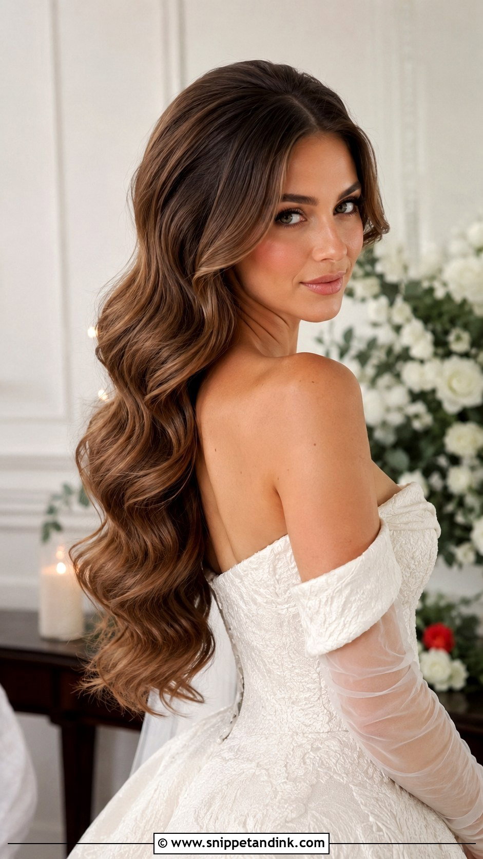 Middle Part Glam Waves With Crown Volume - Snippet and Ink - 20 Glam Waves Wedding Hair Middle Part