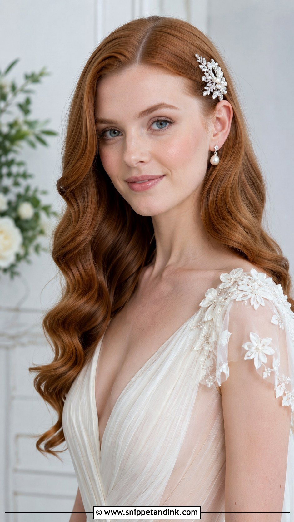 Middle Part Glam Waves With Side Clip - Snippet and Ink - 20 Glam Waves Wedding Hair Middle Part