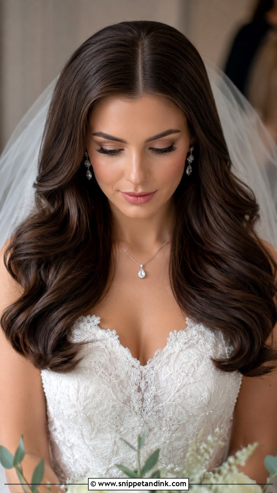 Middle Part Glossy Blowout - Snippet and Ink - 20 Middle Part Bridal Hair Down Ideas