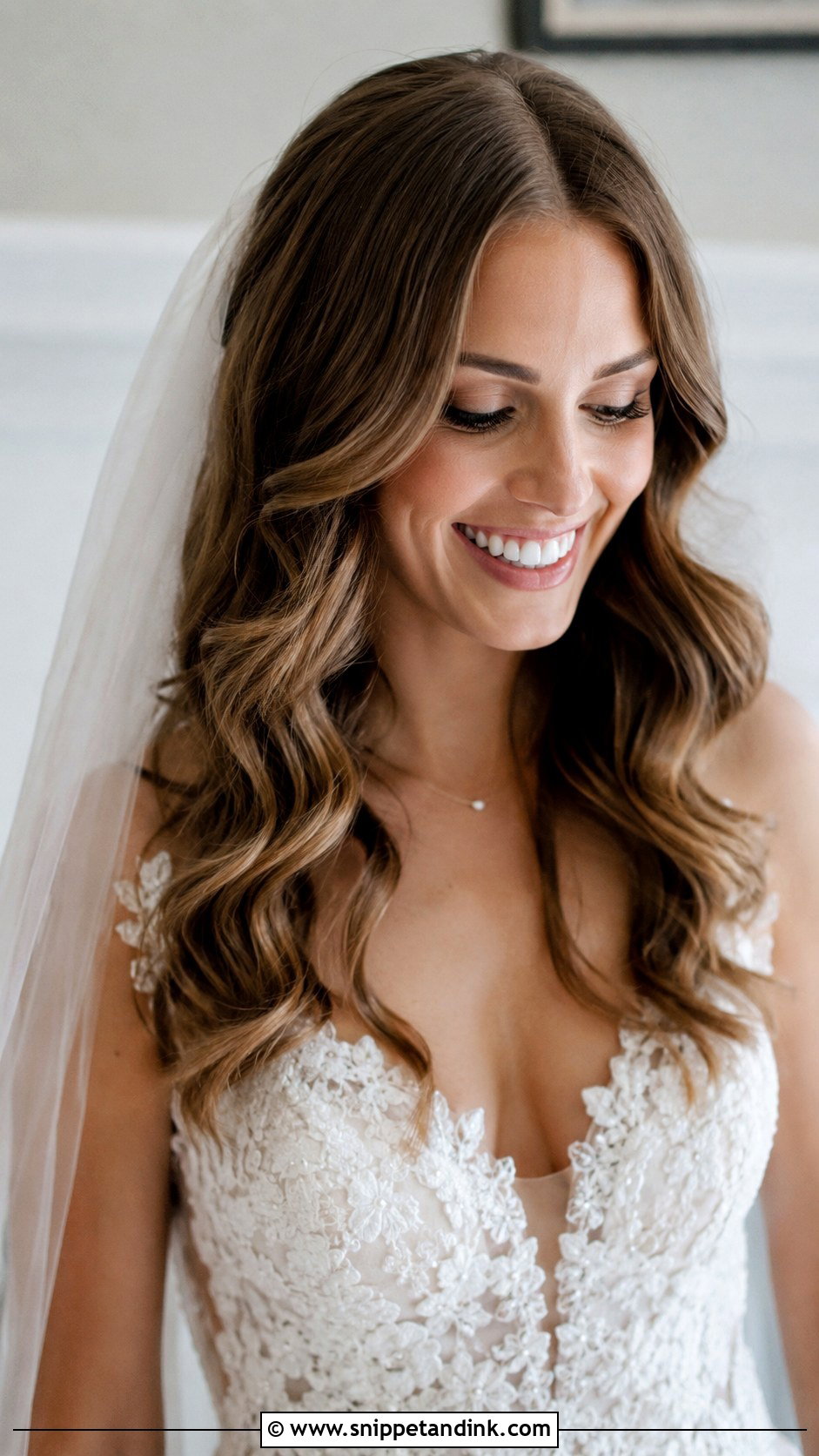 Middle Part Hair Down With Veil - Snippet and Ink - 20 Middle Part Wedding Hairstyles