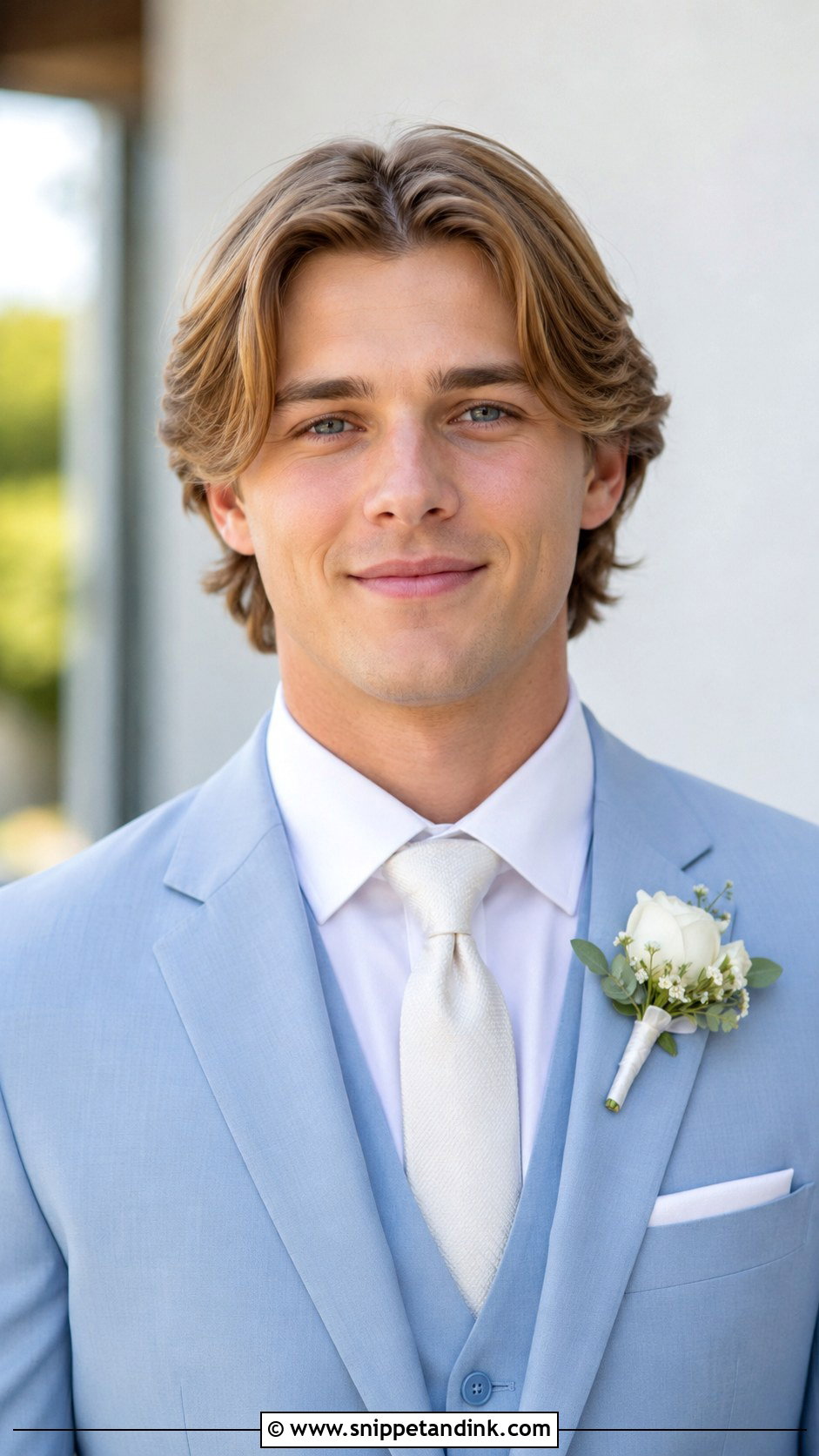 Middle Part Hairstyle for Grooms - Snippet and Ink - 25 Wedding Hairstyles Men