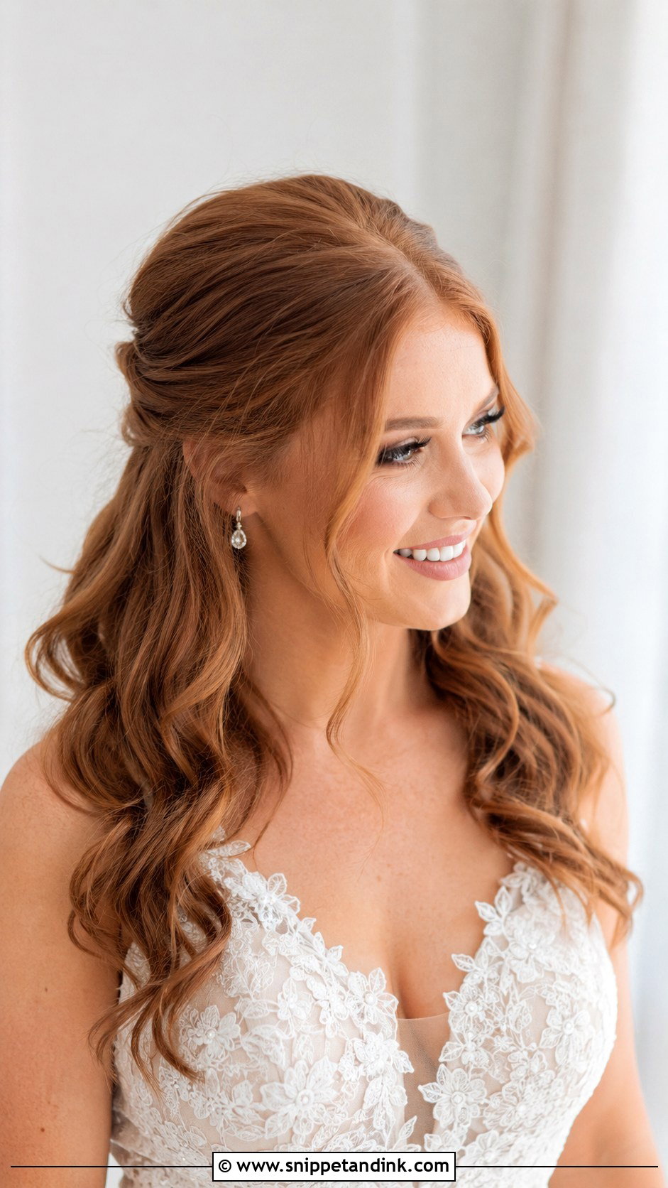 Middle Part Half Up Half Down - Snippet and Ink - 20 Middle Part Wedding Hairstyles