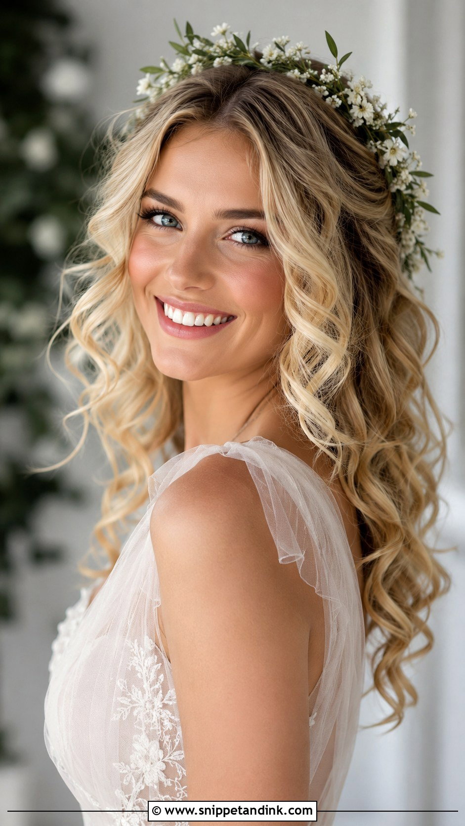 Middle Part Half Up Half Down Bridal Style - Snippet and Ink - 20 Middle Part Bridal Hair Ideas