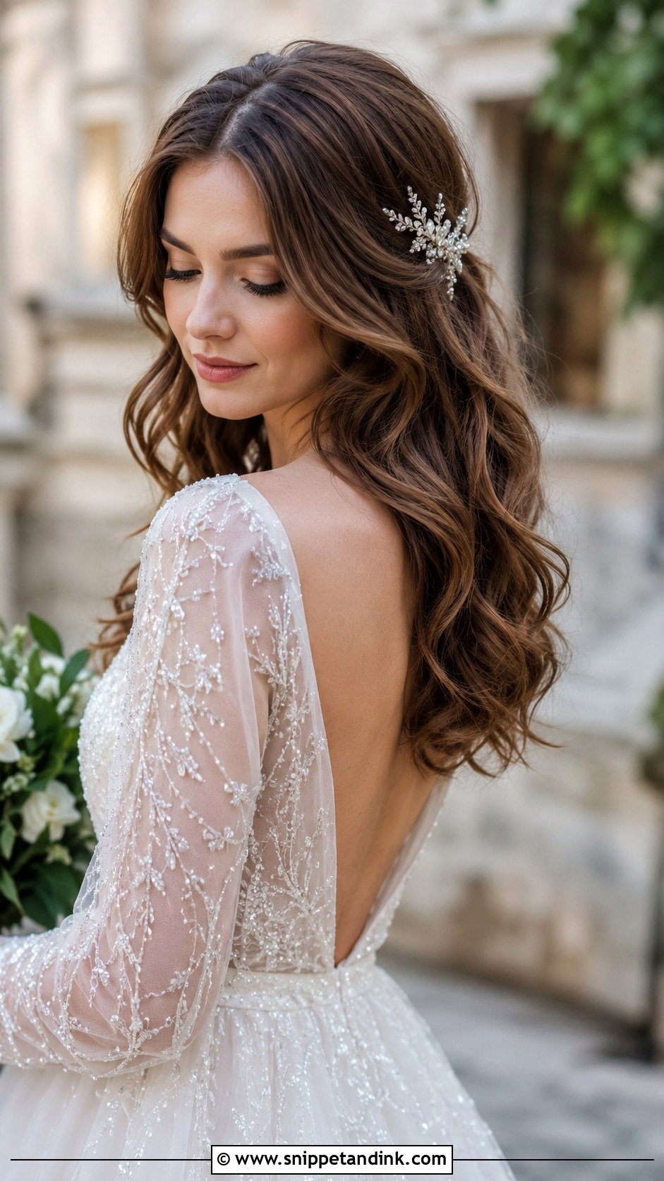 Middle Part Long Layered Waves - Snippet and Ink - 20 Middle Part Bridal Hair Down Ideas