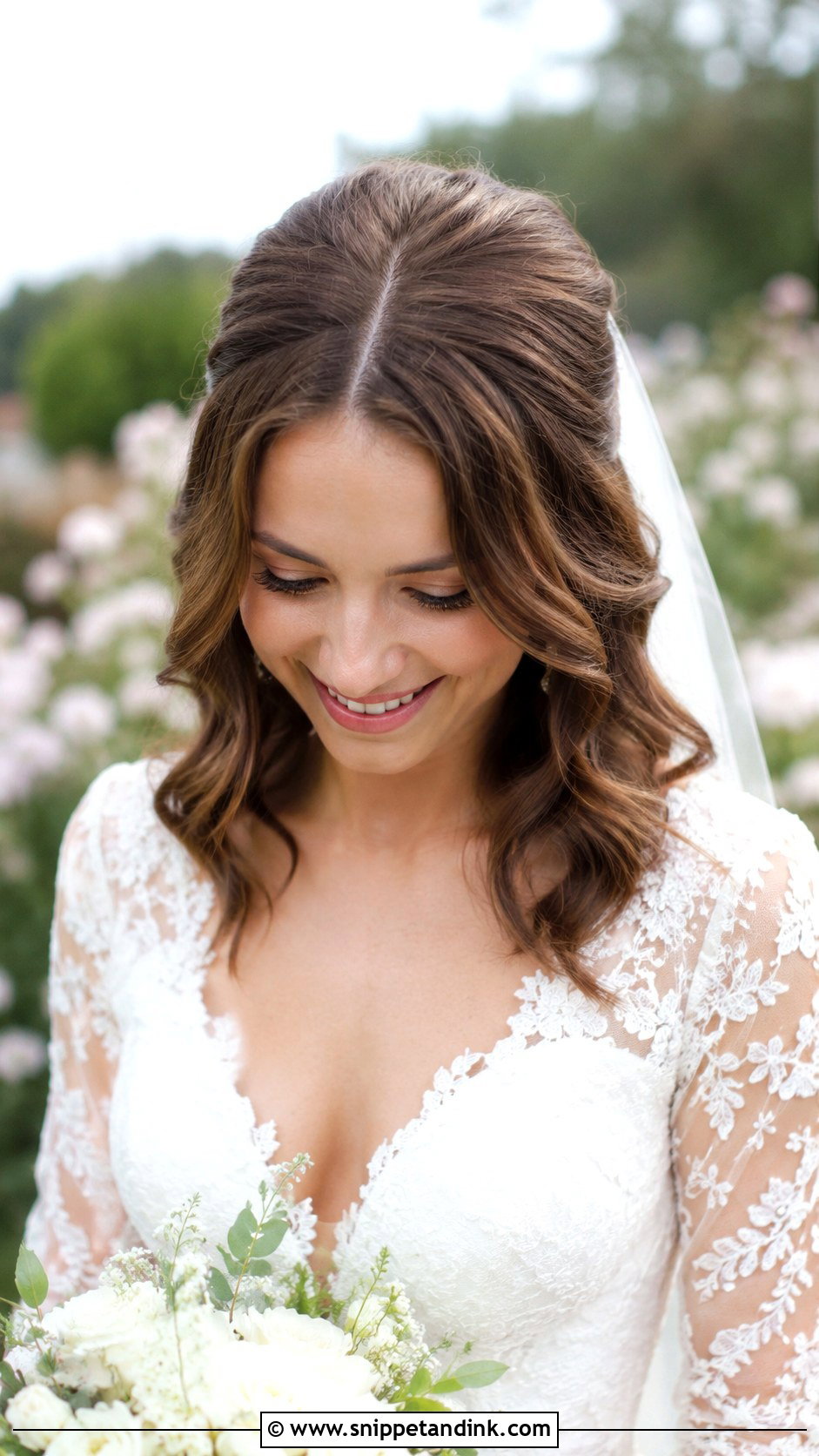Middle Part Loose Waves - Snippet and Ink - 20 Middle Part Bridal Hair Down Ideas