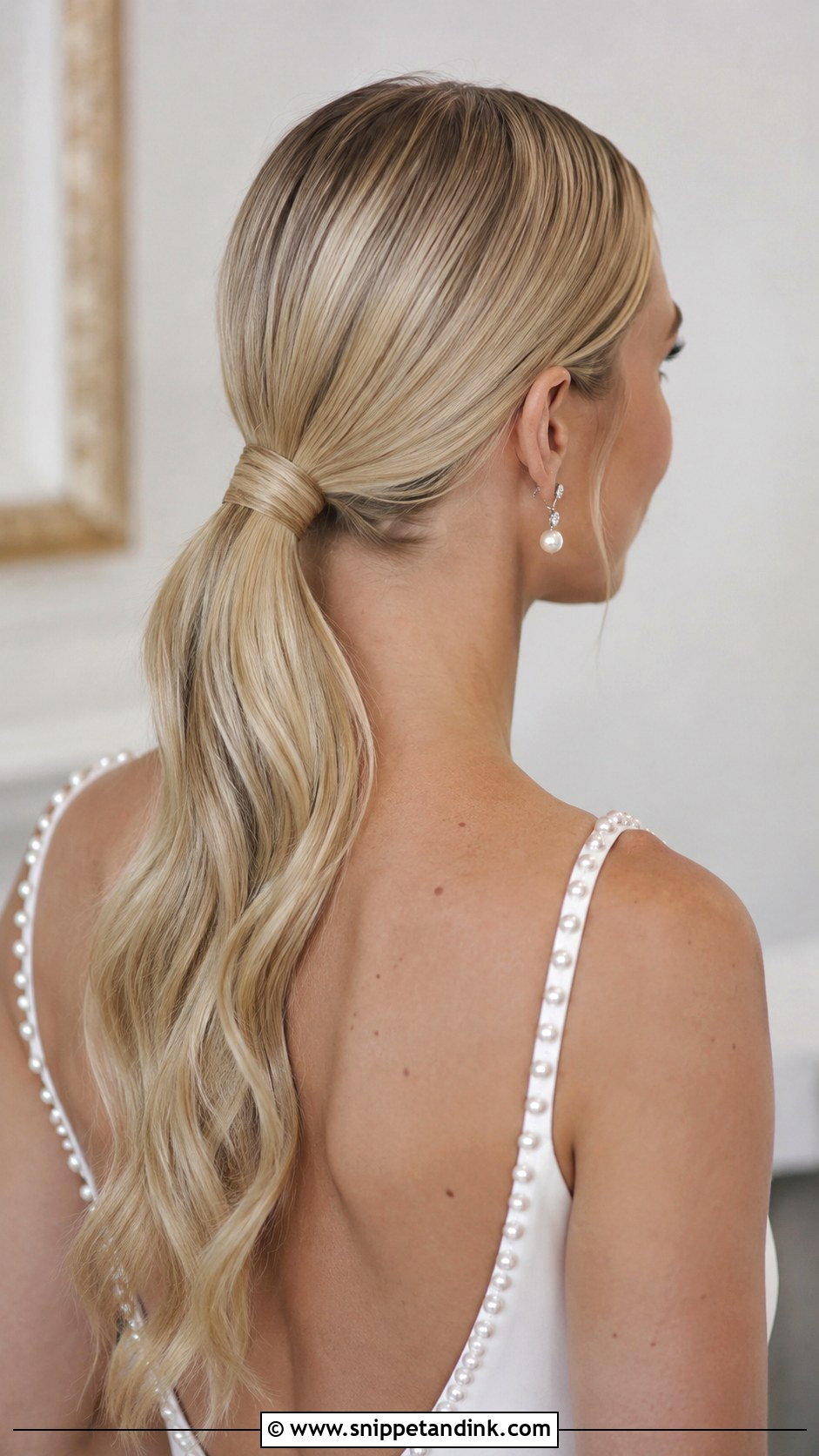 Middle Part Low Ponytail - Snippet and Ink - 20 Middle Part Wedding Hairstyles