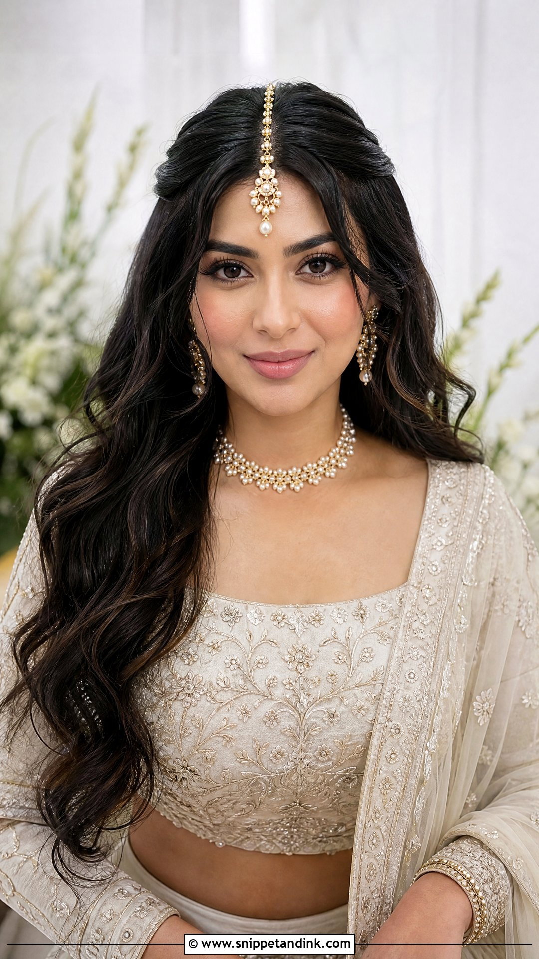 Middle Part Open Hair Wedding Hairstyle - Snippet and Ink - 15 Front Hairstyles for Open Hair Wedding
