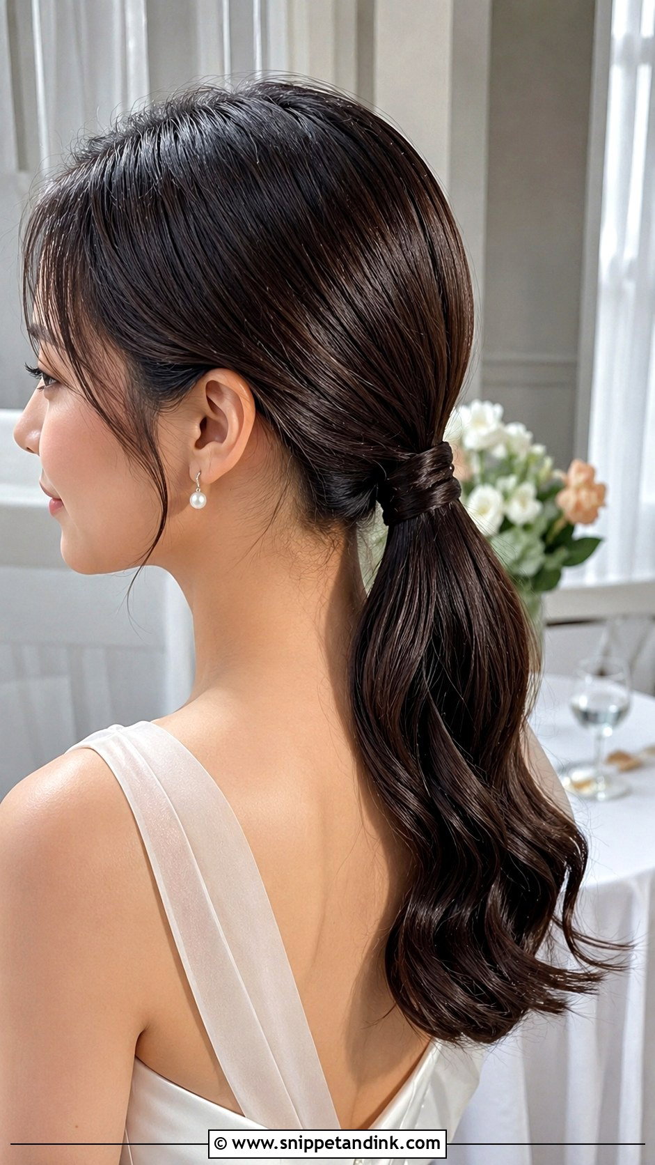 Middle Part Party Pony Wedding Hair - Snippet and Ink - 15 Party Pony Wedding Hair Ideas