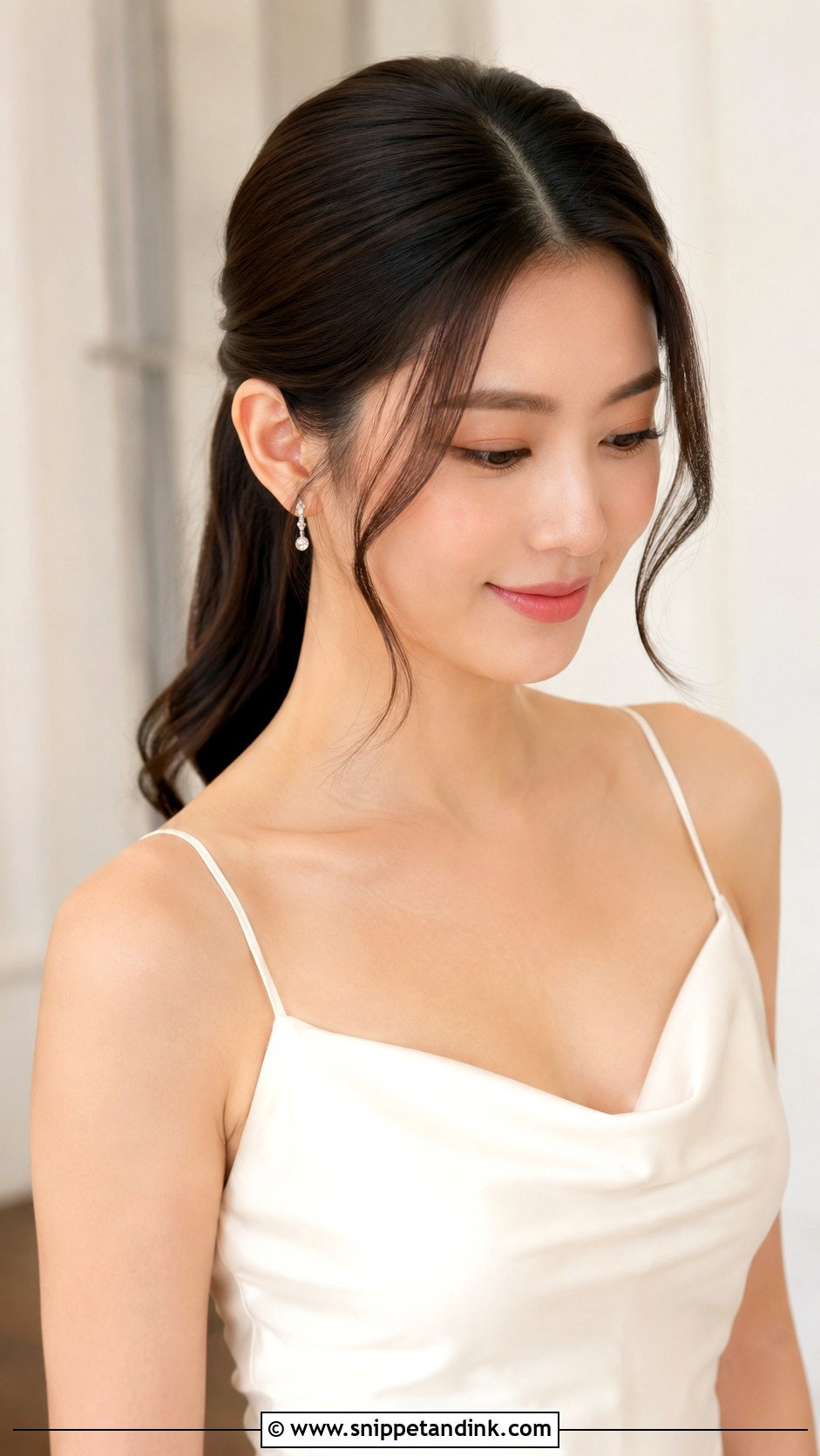 Middle Part Ponytail Wedding Hairstyle - Snippet and Ink - 25 Wedding Ponytail Hairstyles Bridesmaid