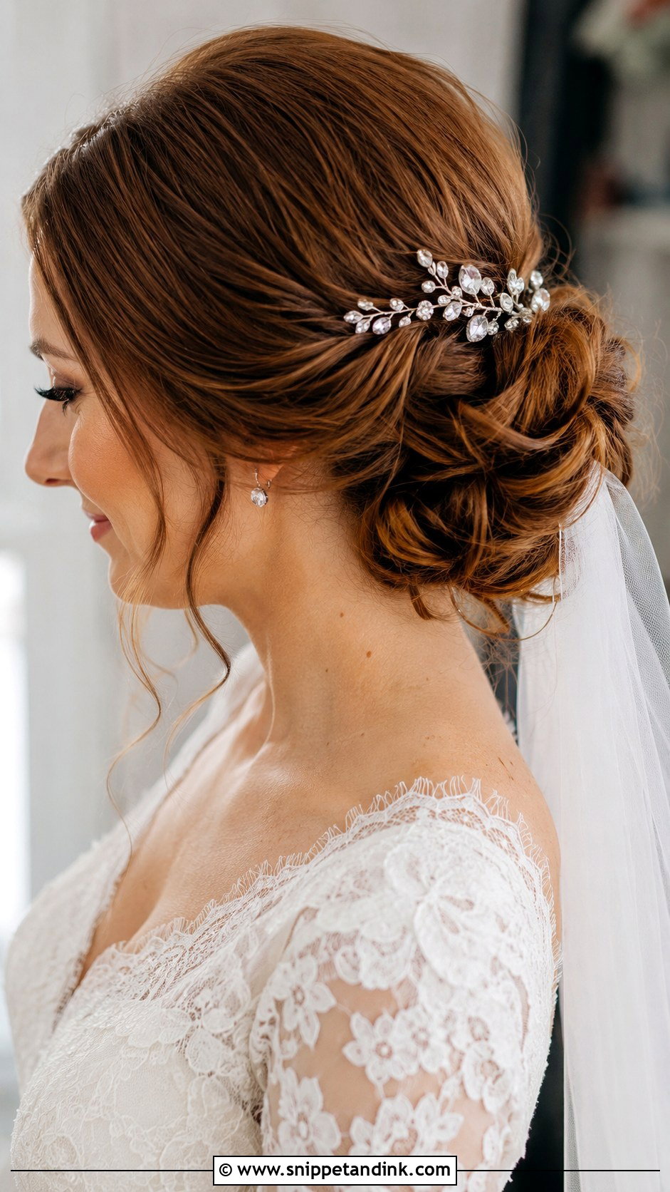 Middle Part Romantic Chignon - Snippet and Ink - 20 Middle Part Wedding Hairstyles