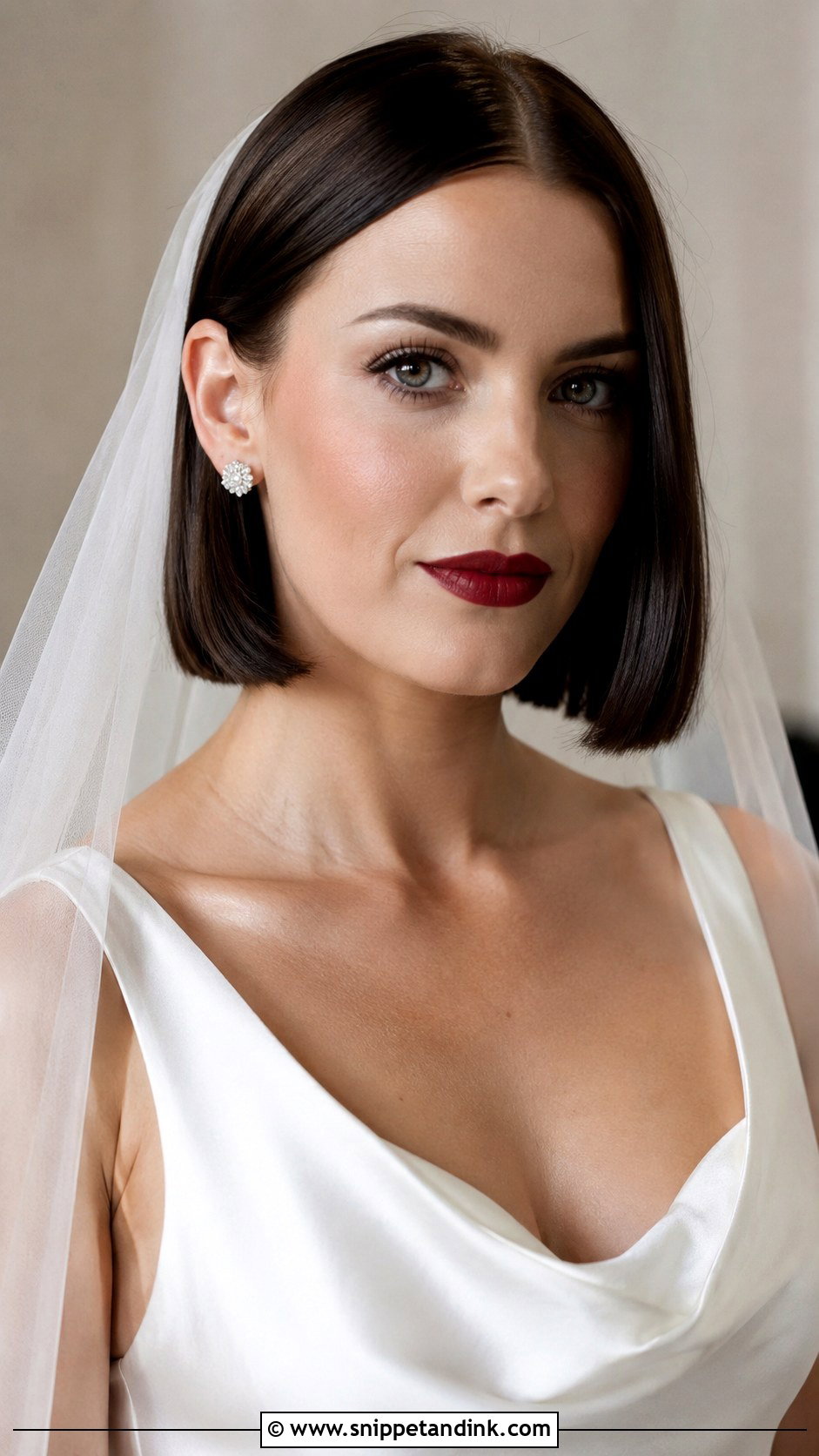 Middle Part Sleek Bob - Snippet and Ink - 20 Middle Part Wedding Hairstyles