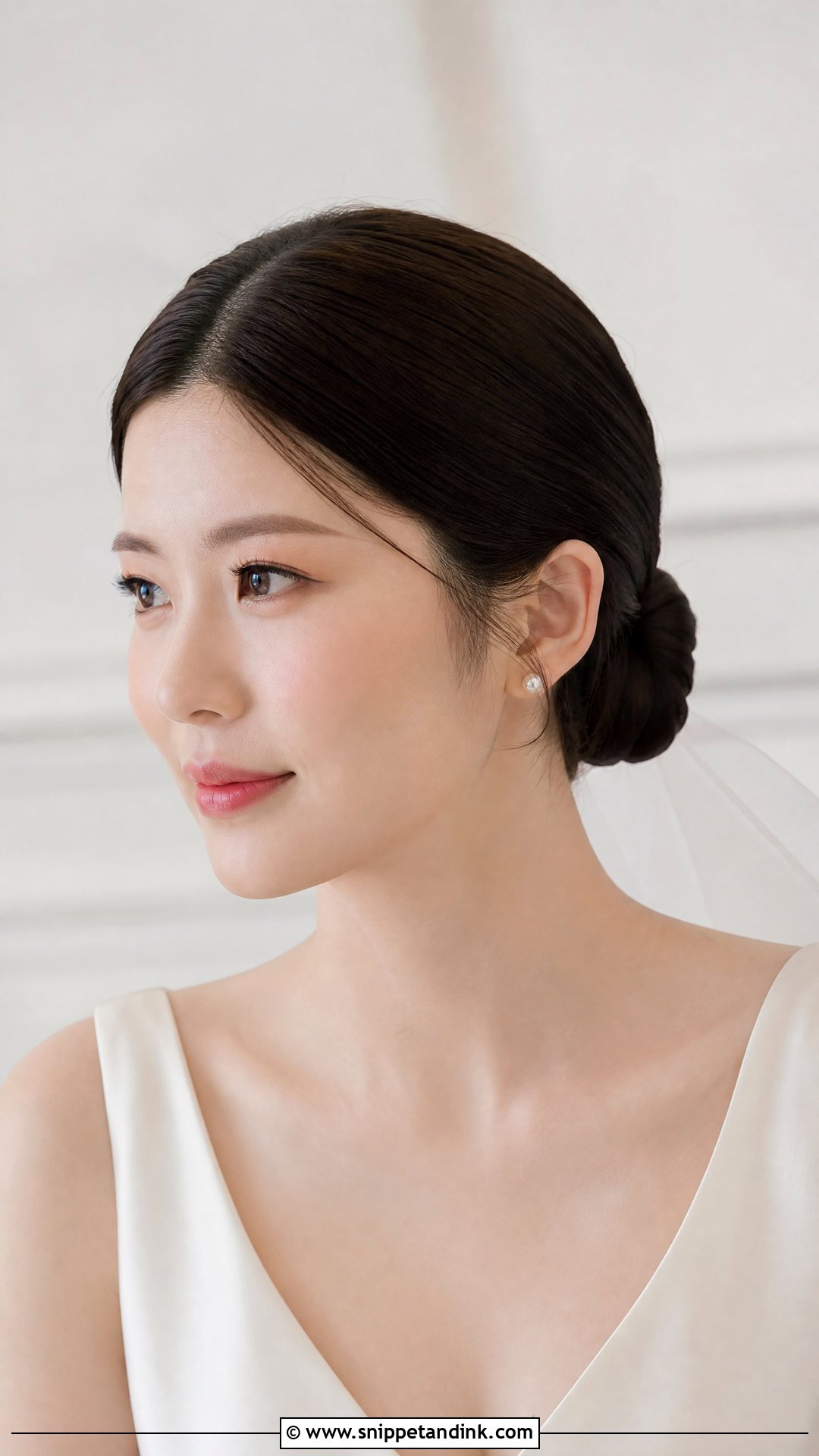 Middle Part Sleek Low Bun Wedding Hairstyle - Snippet and Ink - 15 Front Hairdo Wedding Hairstyles