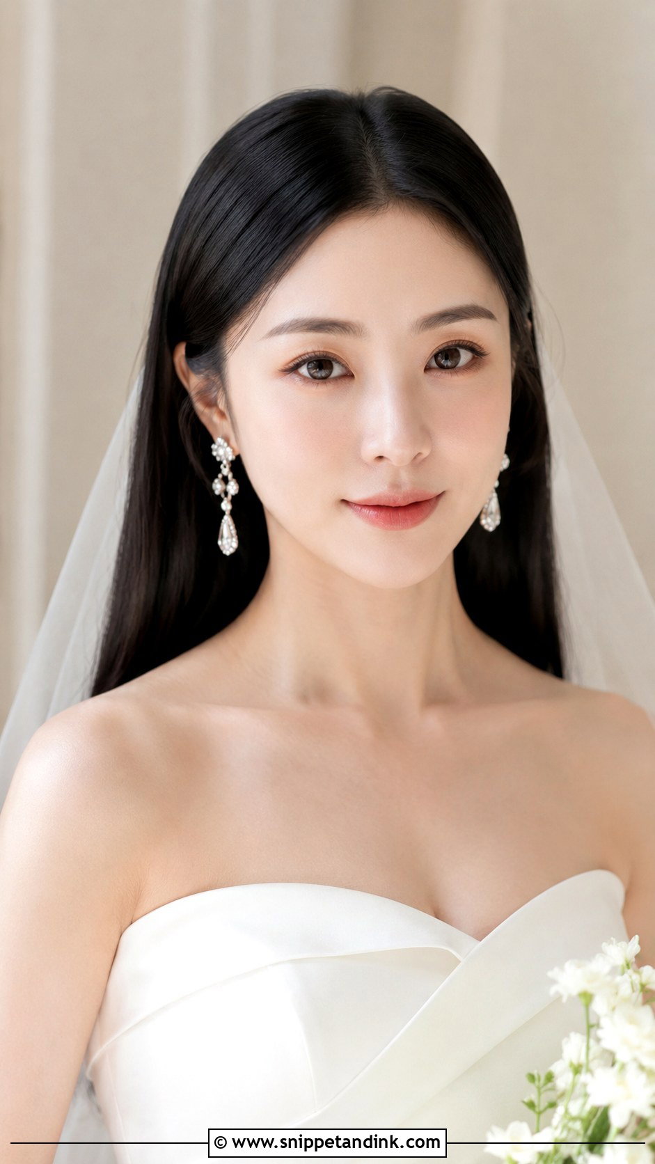 Middle Part Sleek Straight Open Hairstyle for Bride - Snippet and Ink - 25 Open Hairstyles for Bride