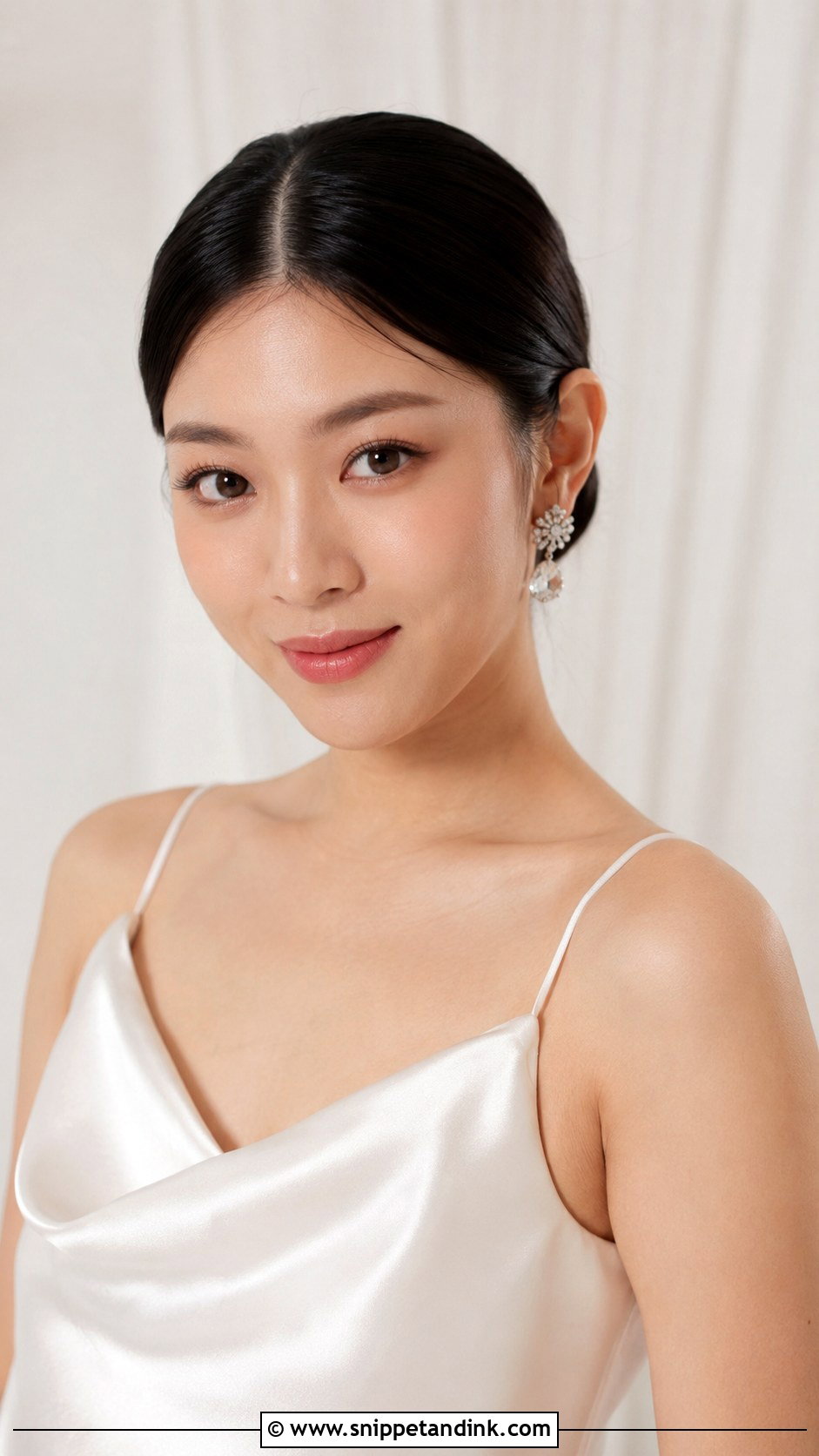 Middle Part Slicked Back Bridal Bun - Snippet and Ink - 20 Middle Part Bridal Hair Ideas