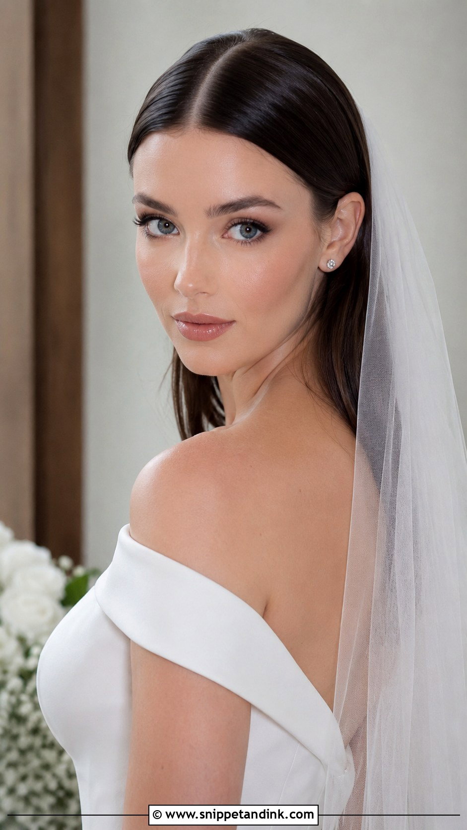 Middle Part Straight Hair - Snippet and Ink - 20 Middle Part Bridal Hair Down Ideas