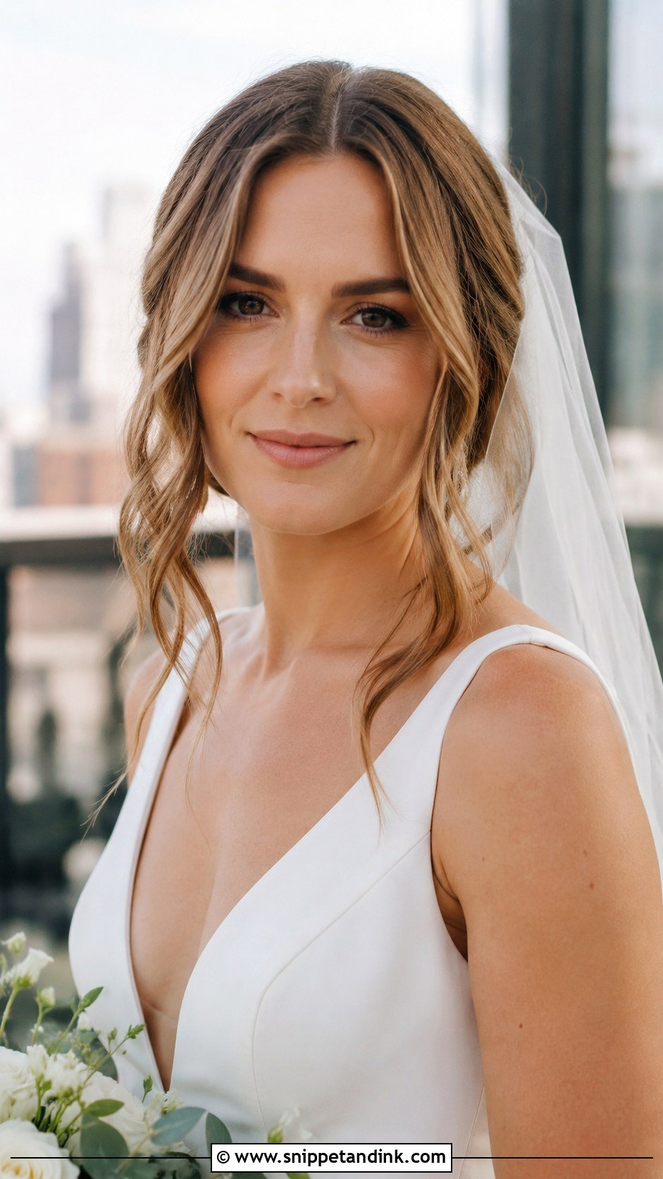 Middle Part Tousled Texture - Snippet and Ink - 20 Middle Part Bridal Hair Down Ideas