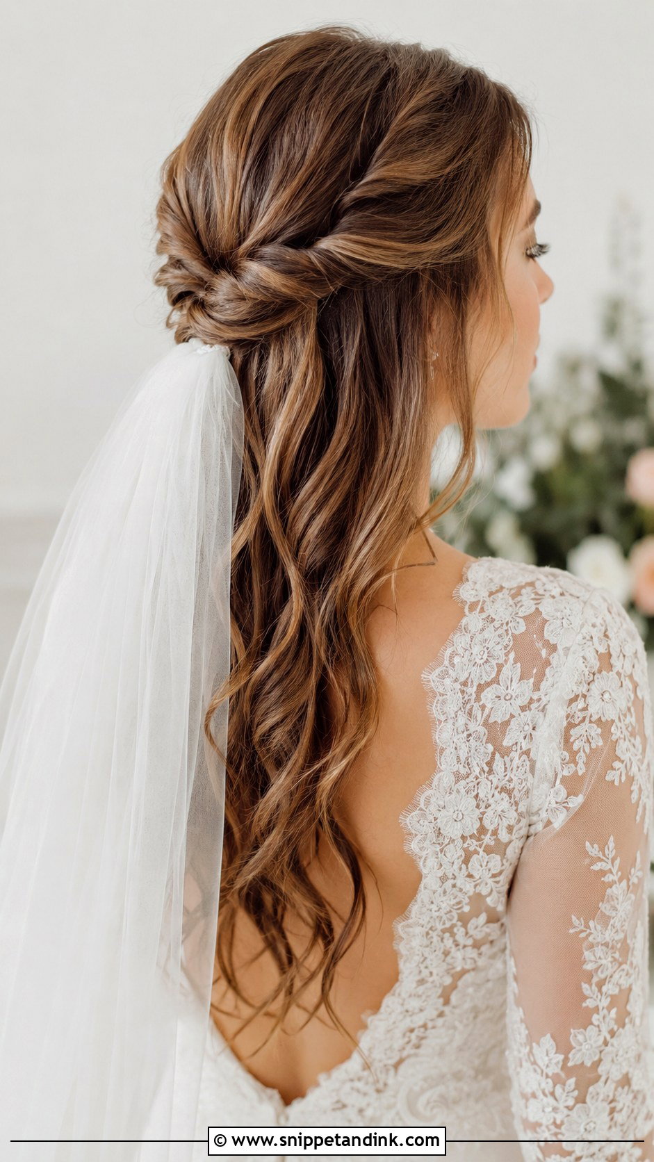Middle Part Twisted Half Updo - Snippet and Ink - 20 Middle Part Wedding Hairstyles