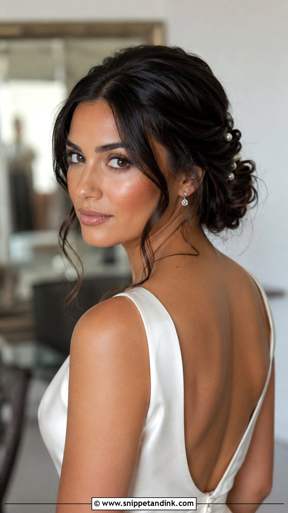 Middle Part Twisted Updo for Brides - Snippet and Ink - 20 Middle Part Bridal Hair Ideas