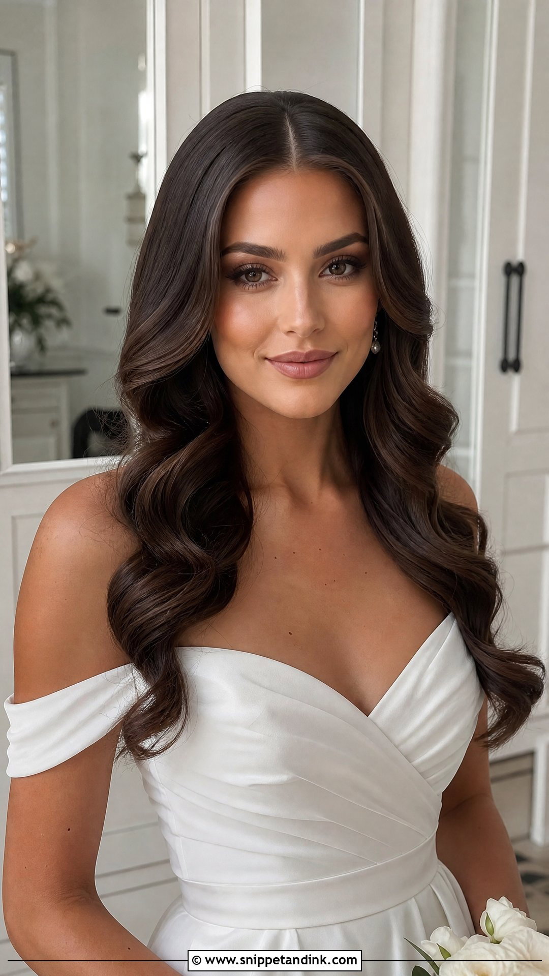 Middle Part Wedding Hair Down With Hollywood Waves - Snippet and Ink - 20 Middle Part Wedding Hair Down Ideas