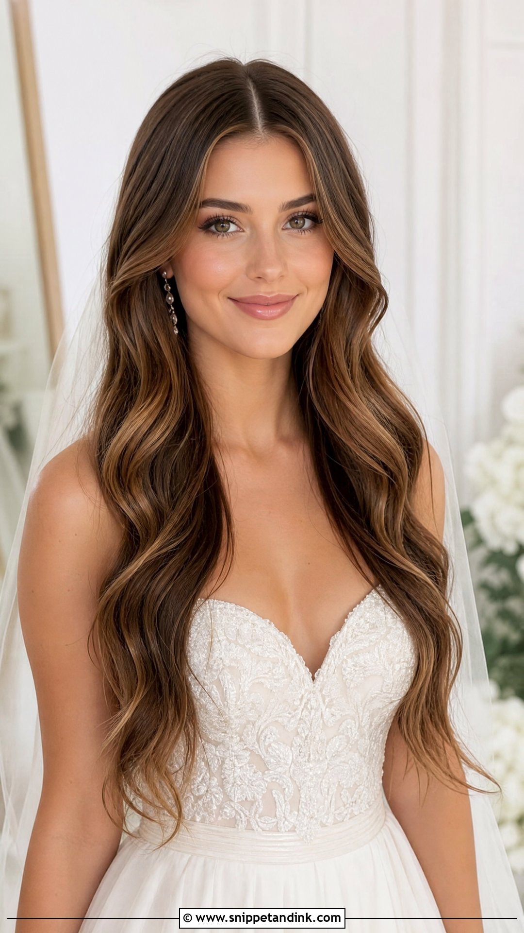 Middle Part Wedding Hair Down With Long Hair - Snippet and Ink - 20 Middle Part Wedding Hair Down Ideas