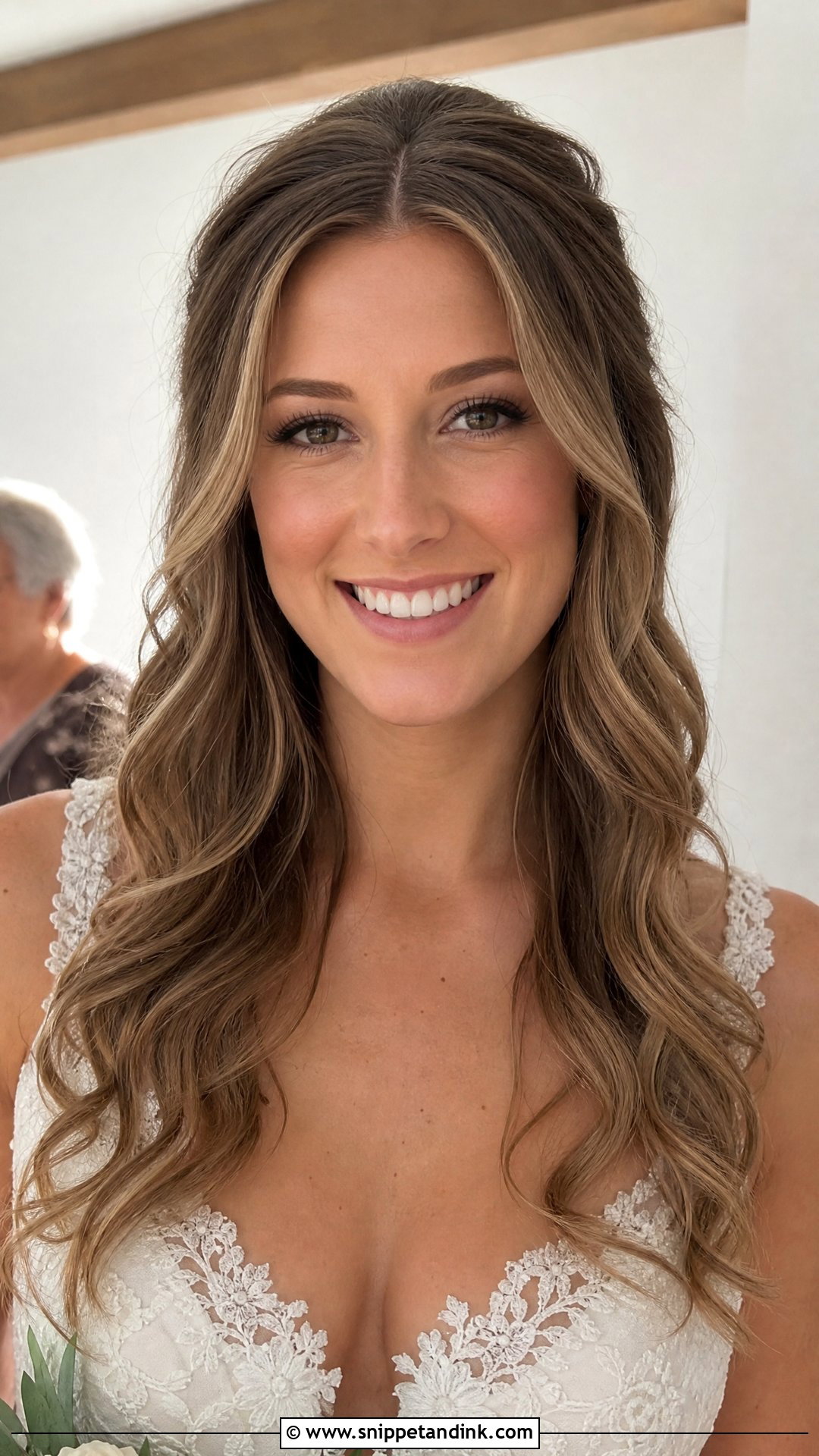 Middle Part Wedding Hair Down With Loose Curls - Snippet and Ink - 20 Middle Part Wedding Hair Down Ideas