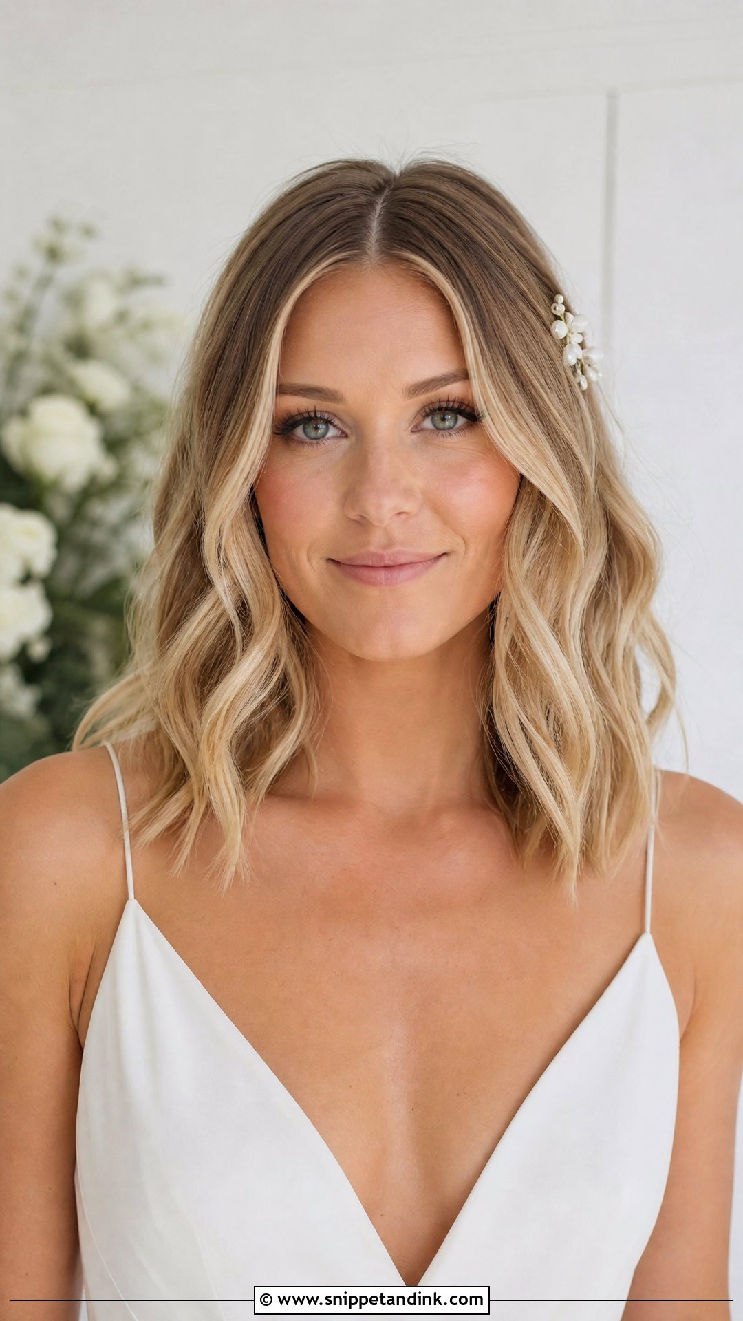 Middle Part Wedding Hair Down With Medium Hair - Snippet and Ink - 20 Middle Part Wedding Hair Down Ideas