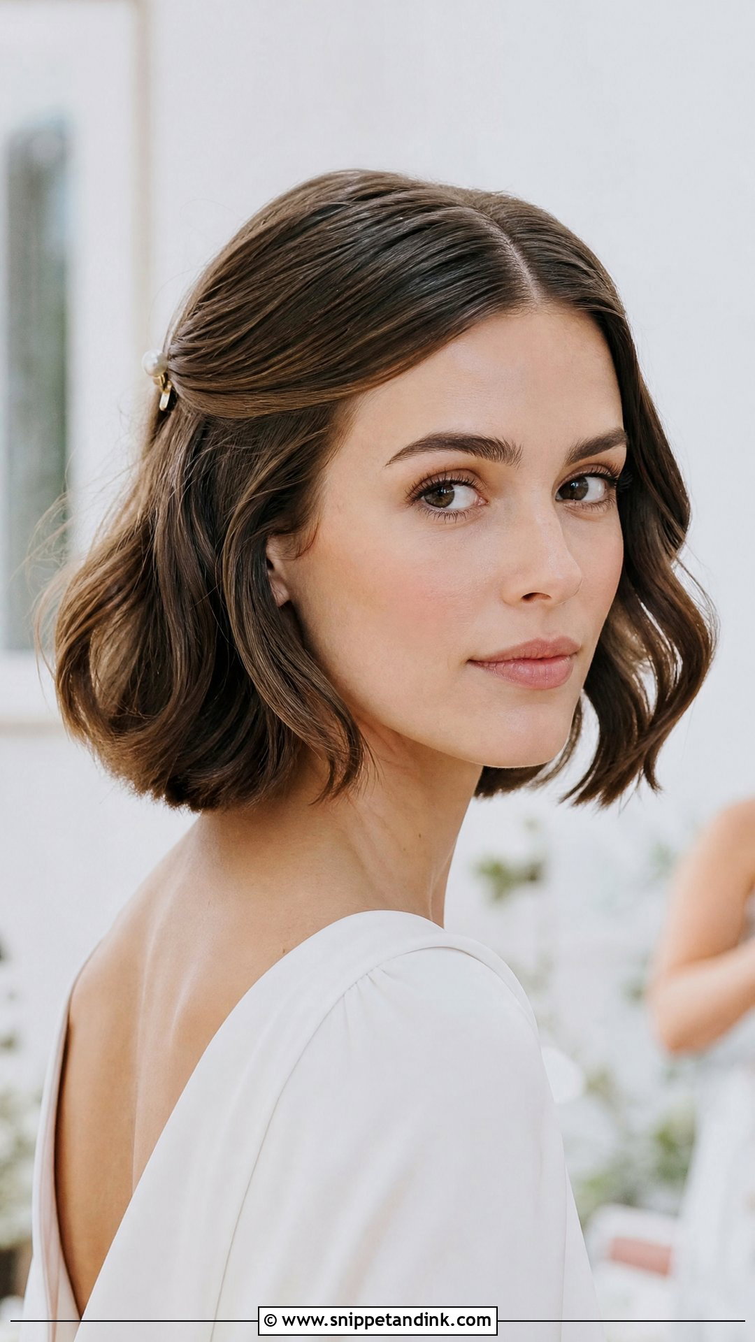 Middle Part Wedding Hair Down With Short Hair - Snippet and Ink - 20 Middle Part Wedding Hair Down Ideas