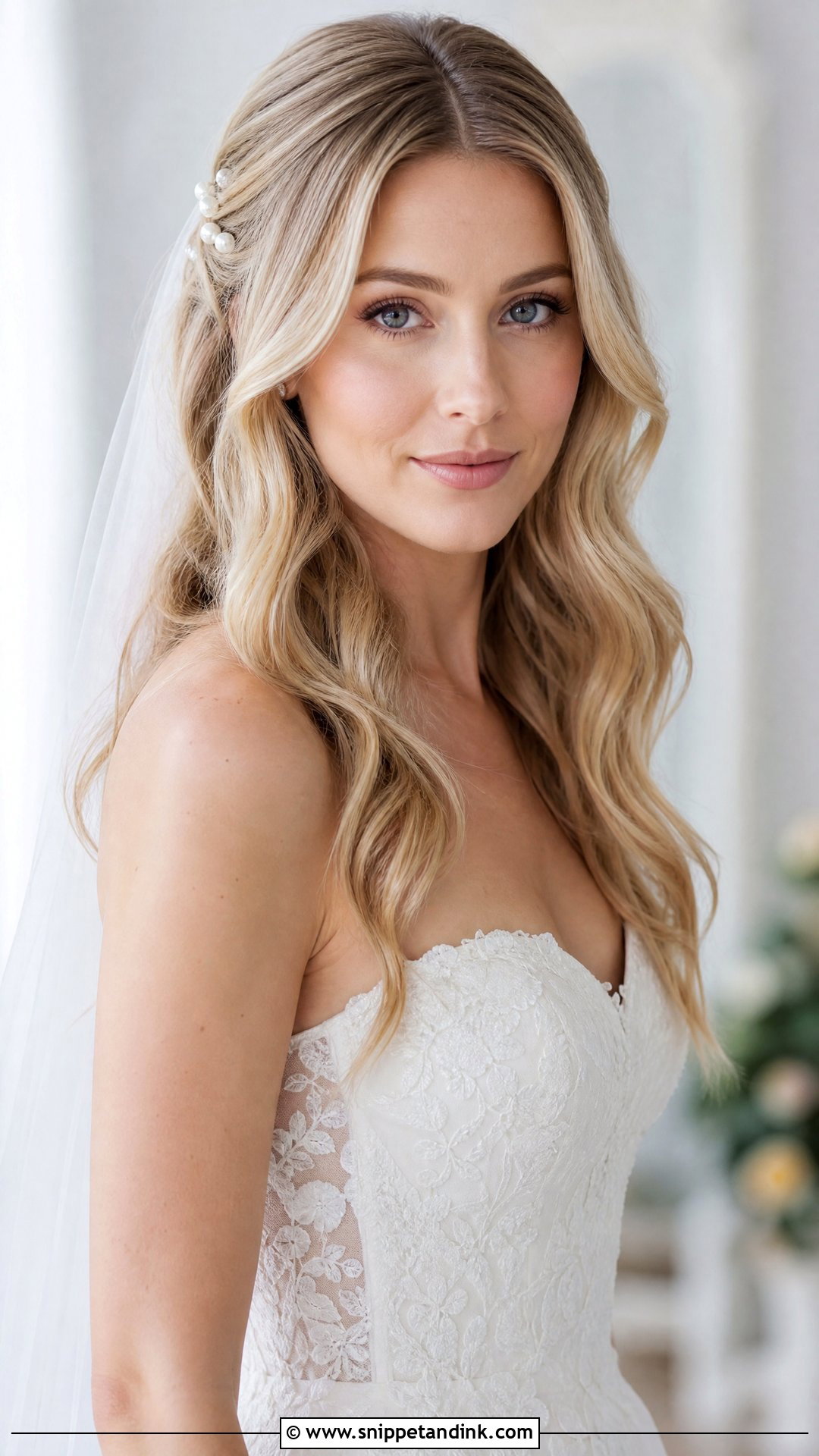 Middle Part Wedding Hair Down With Soft Waves - Snippet and Ink - 20 Middle Part Wedding Hair Down Ideas