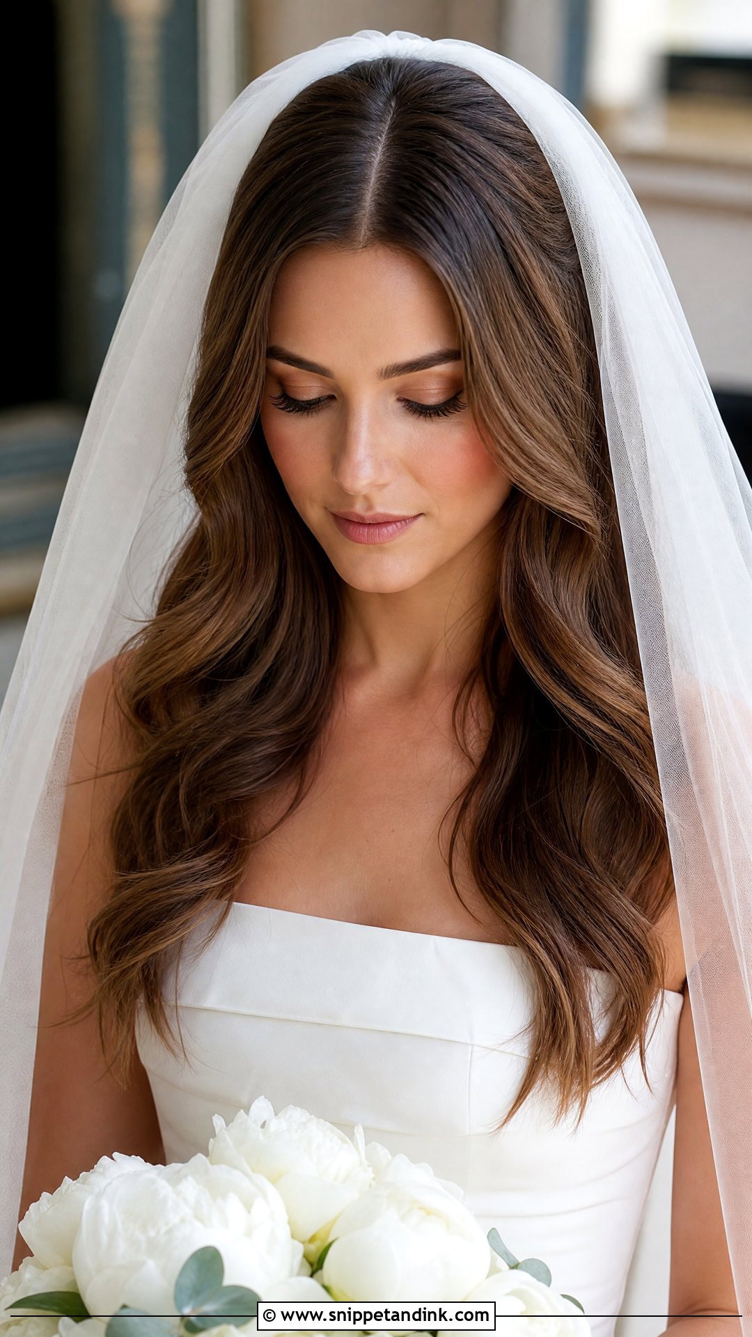 Middle Part Wedding Hair Down With Veil - Snippet and Ink - 20 Middle Part Wedding Hair Down Ideas