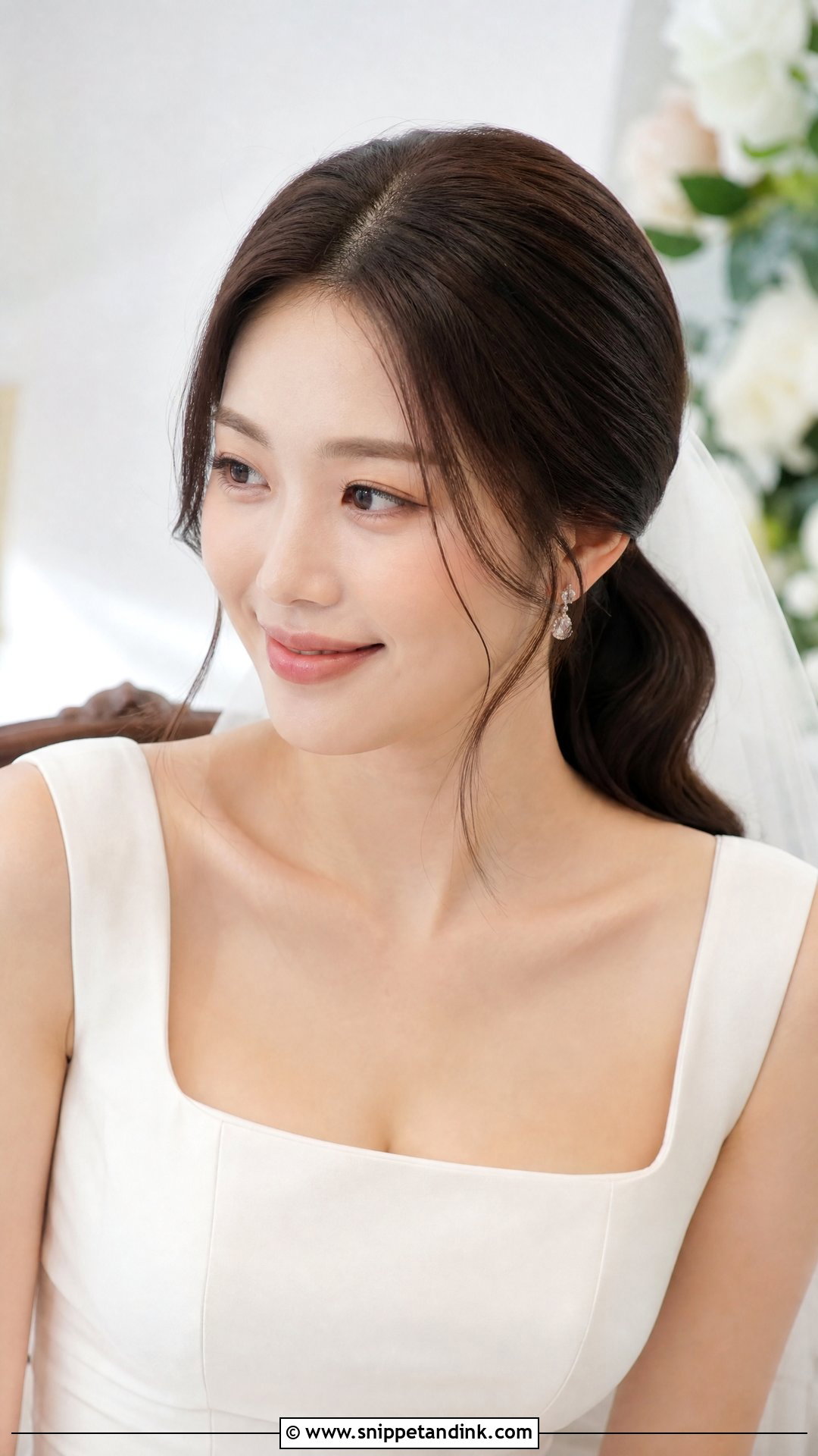 Middle Part Wedding Low Ponytail - Snippet and Ink - 15 Wedding Low Ponytail Ideas