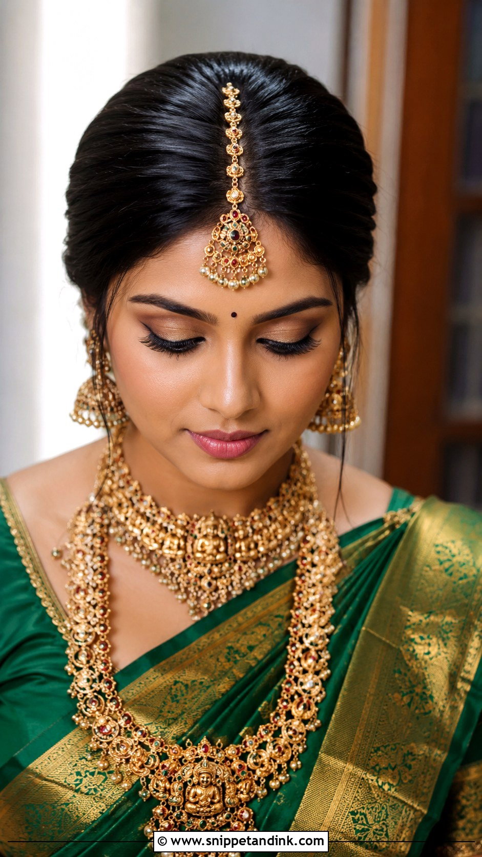 Middle Part With Maang Tikka - Snippet and Ink - 25 Indian Front Hair Styles for Wedding