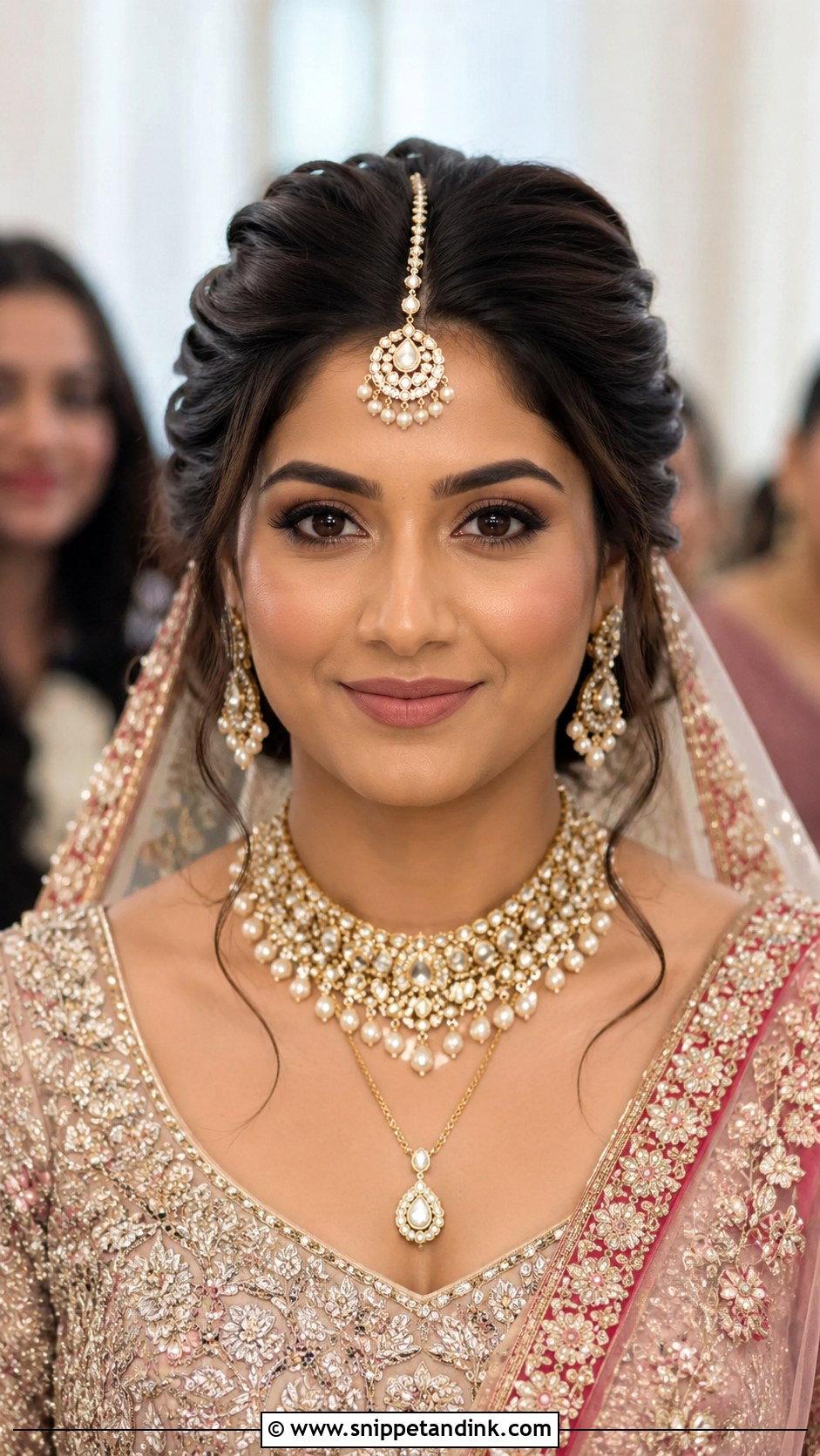 Middle Parted Puff With Maang Tikka - Snippet and Ink - 30 Indian Wedding Front Hairstyles
