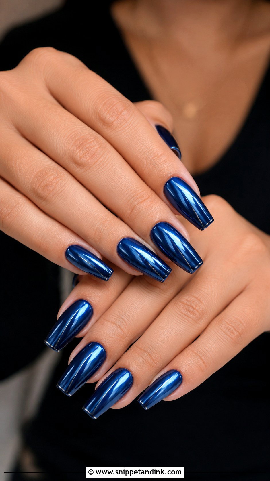 Midnight Blue Chrome Nails - Snippet and Ink - 20 Dark Wedding Nails for Bride
