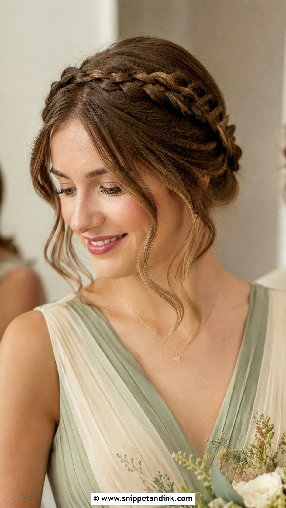 Milkmaid Braid Bridesmaid Hair - Snippet and Ink - 20 Bridesmaid Hair with Braid Ideas