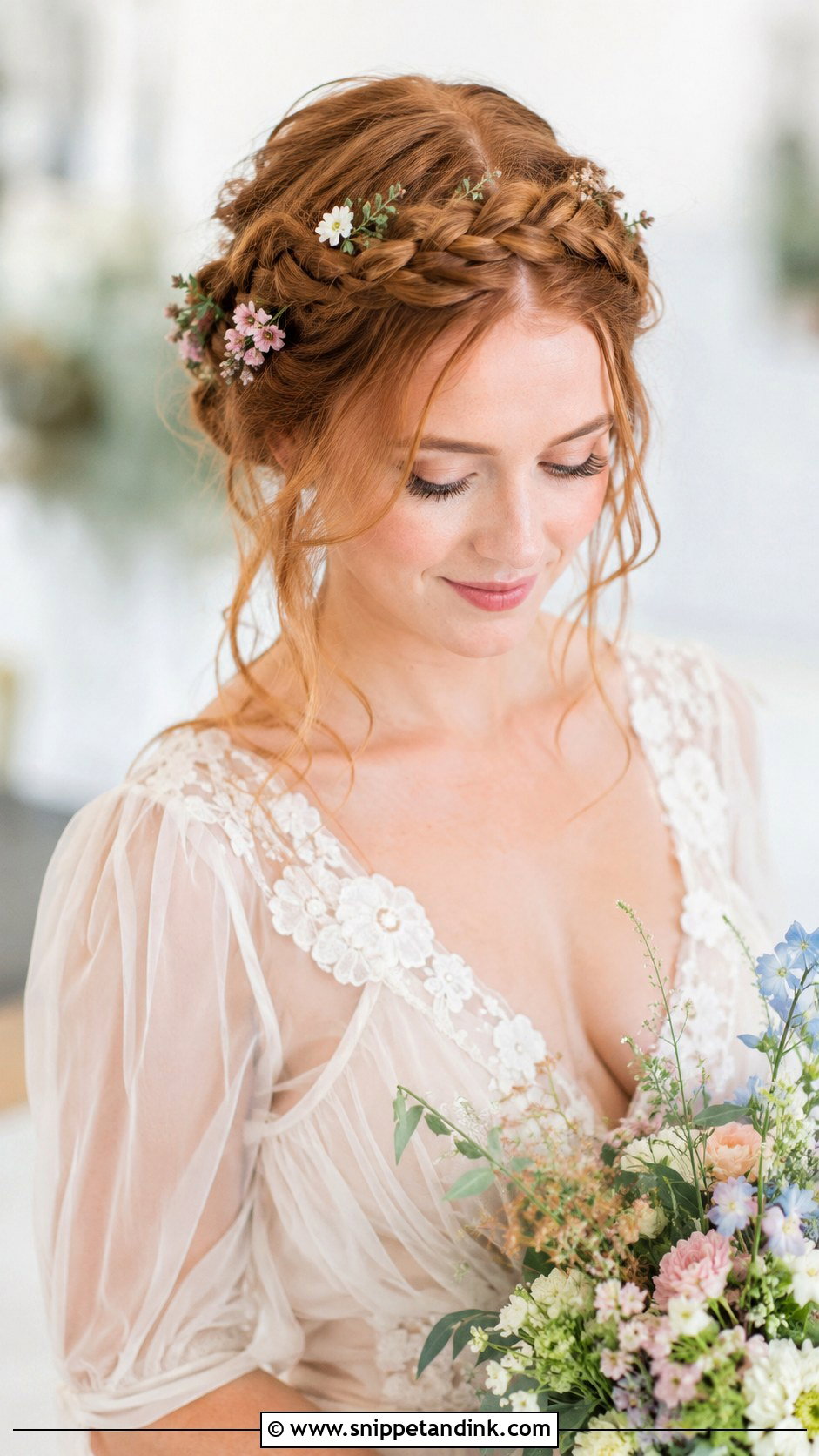 Milkmaid Braid Wedding Look - Snippet and Ink - 20 Bridal Braid Hairstyle Ideas