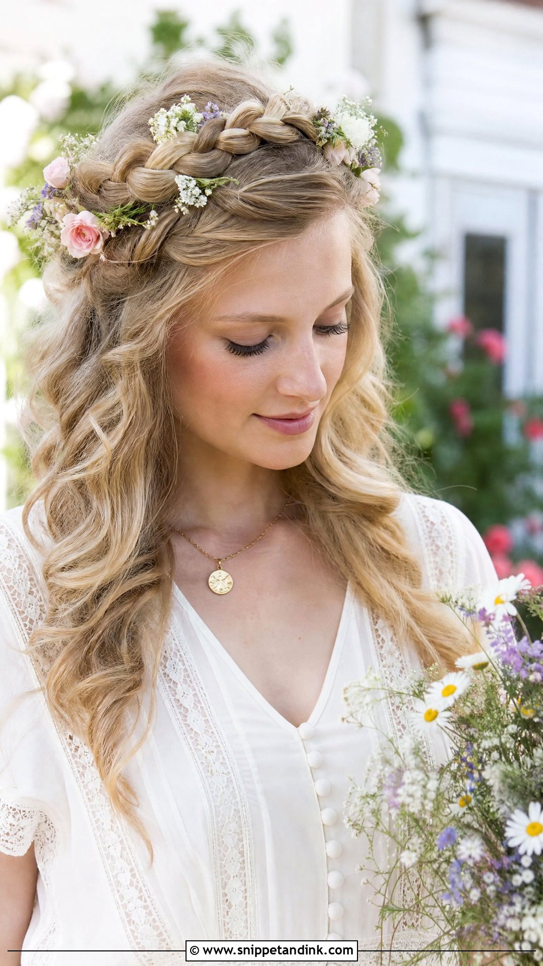 Milkmaid Braid for Brides - Snippet and Ink - 20 Bridal Hair with Braid Ideas
