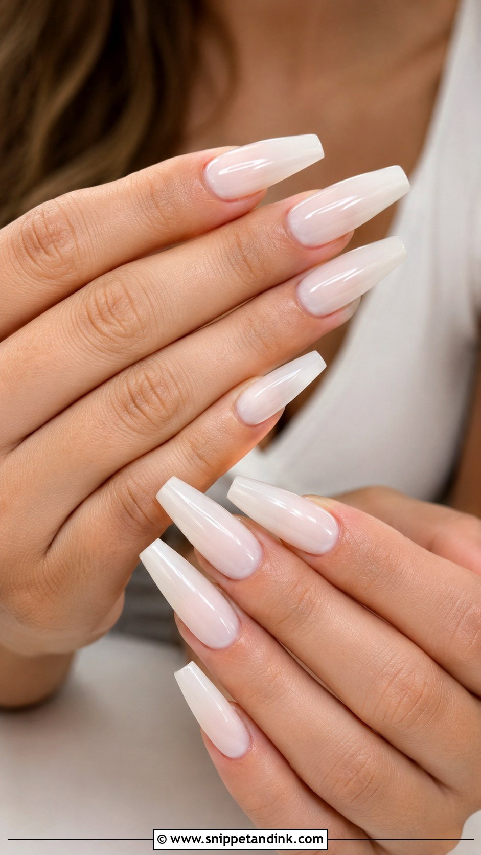 Milky Coffin Wedding Nails - Snippet and Ink - 20 Milky Wedding Nails