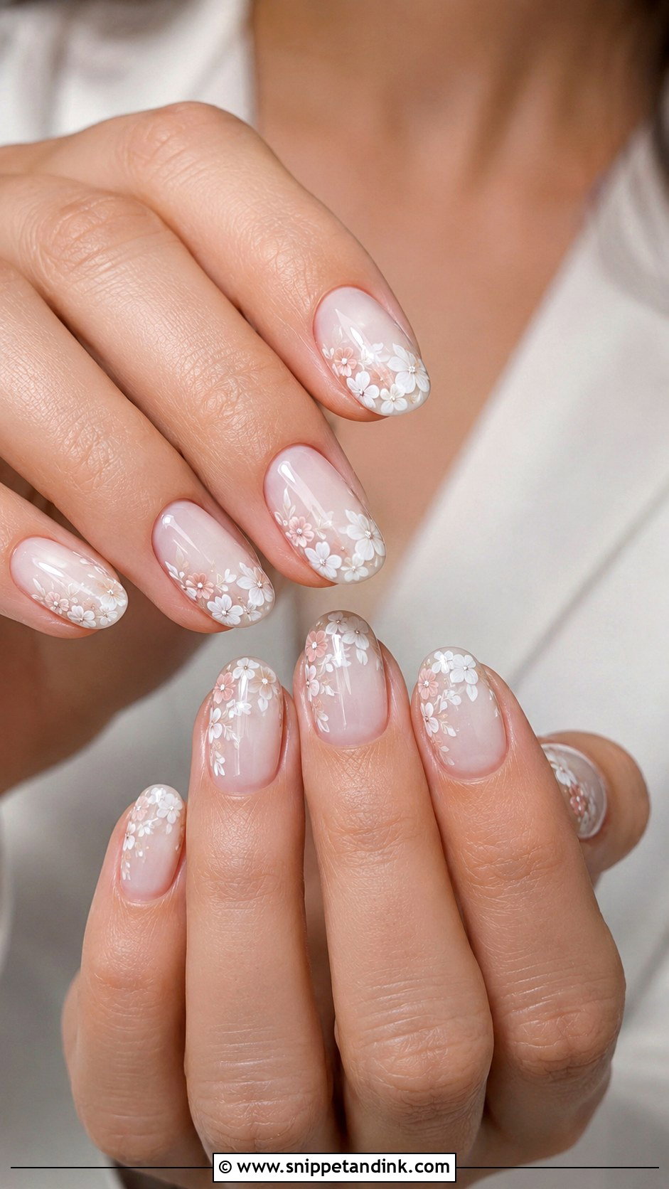 Milky Floral Wedding Nails - Snippet and Ink - 20 Milky Wedding Nails