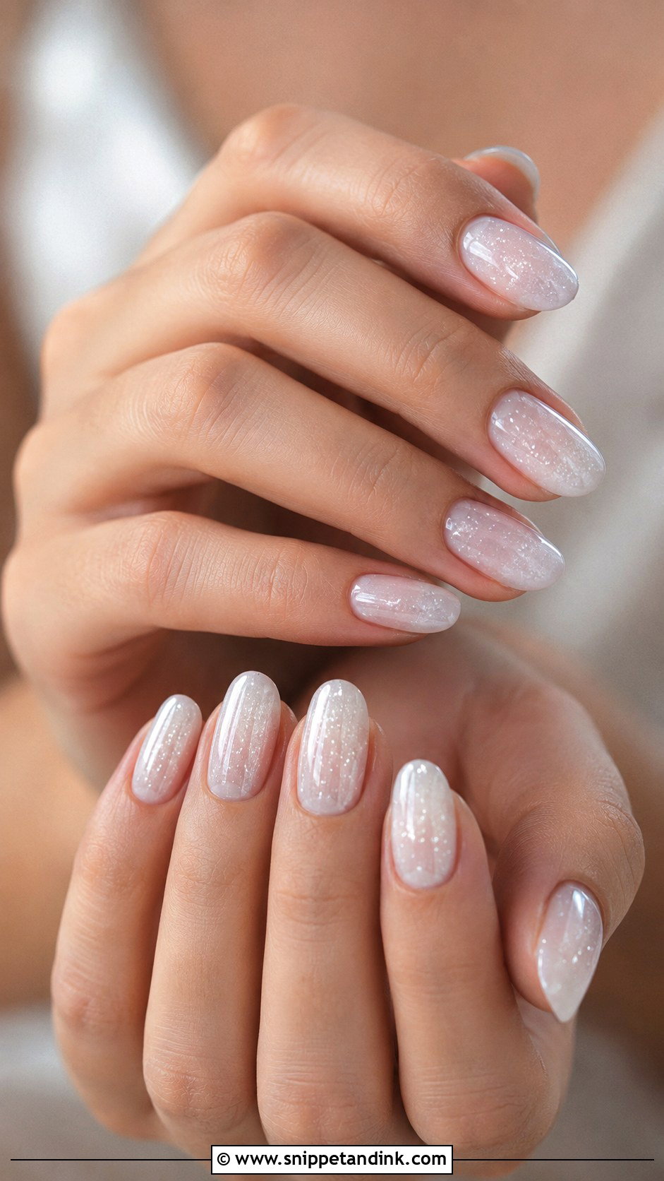Milky Glitter Bridal Nails - Snippet and Ink - 20 Glitter Bridal Nails