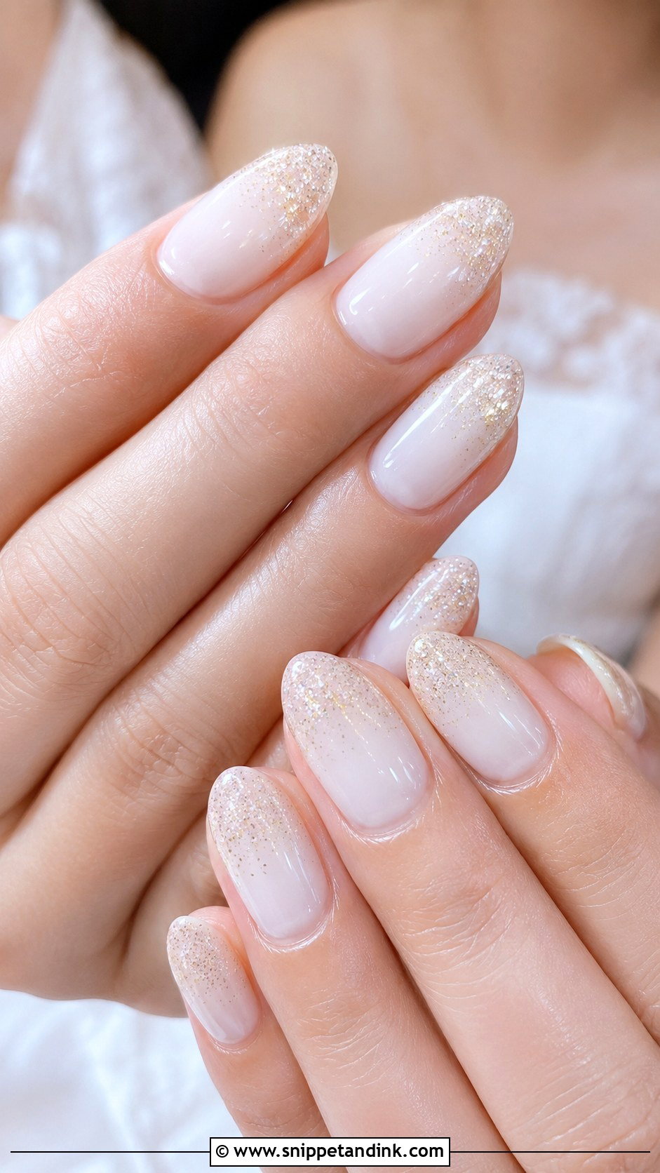 Milky Glitter Wedding Nails - Snippet and Ink - 20 Milky Wedding Nails