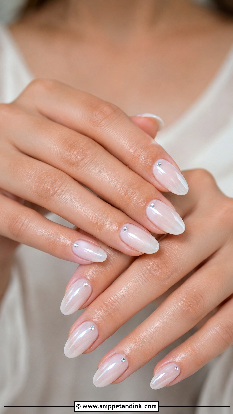 Milky Rhinestone Wedding Nails - Snippet and Ink - 20 Milky Wedding Nails