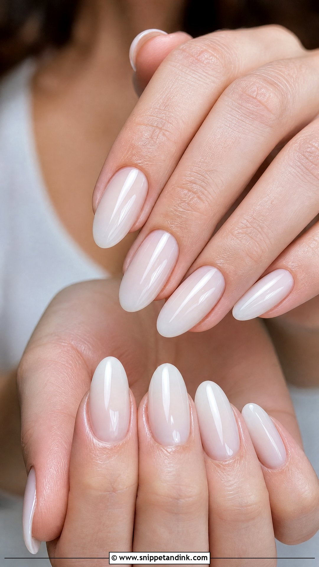 Milky White Almond Bridal Nails - Snippet and Ink - 25 Almond Bridal Nails