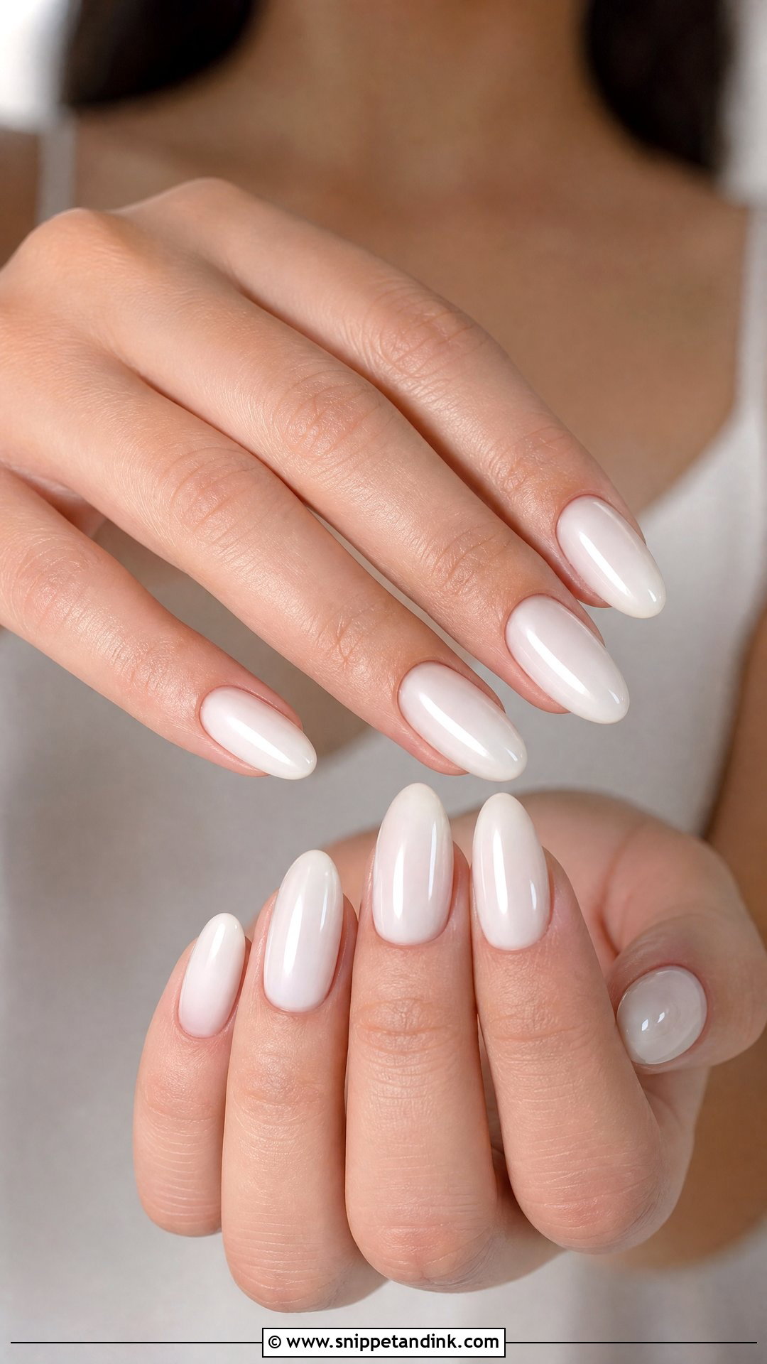 Milky White Almond Bridal Nails - Snippet and Ink - 25 Almond Shape Bridal Nails
