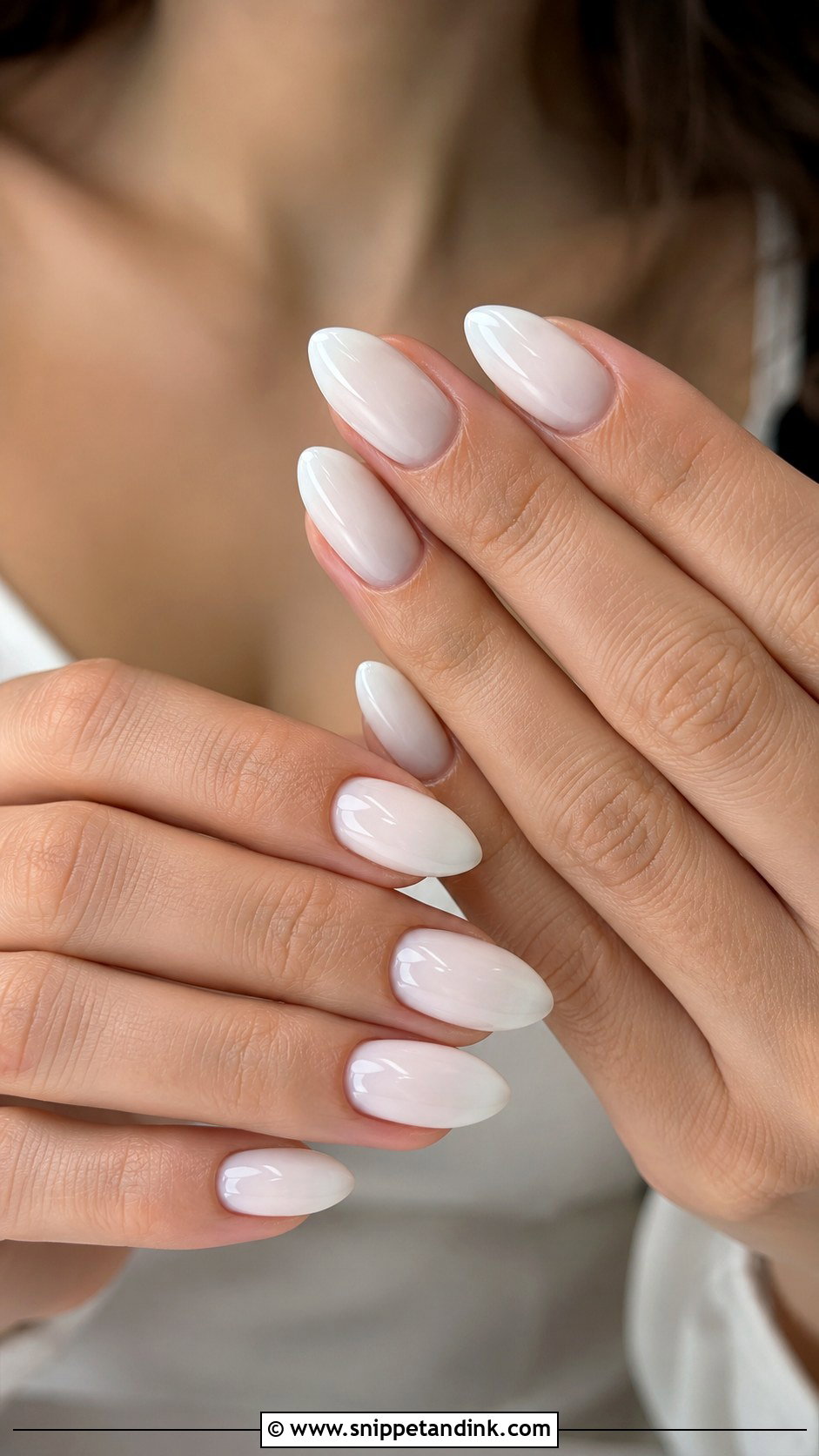 Milky White Almond Bridal Nails - Snippet and Ink - 20 Milky White Bridal Nails